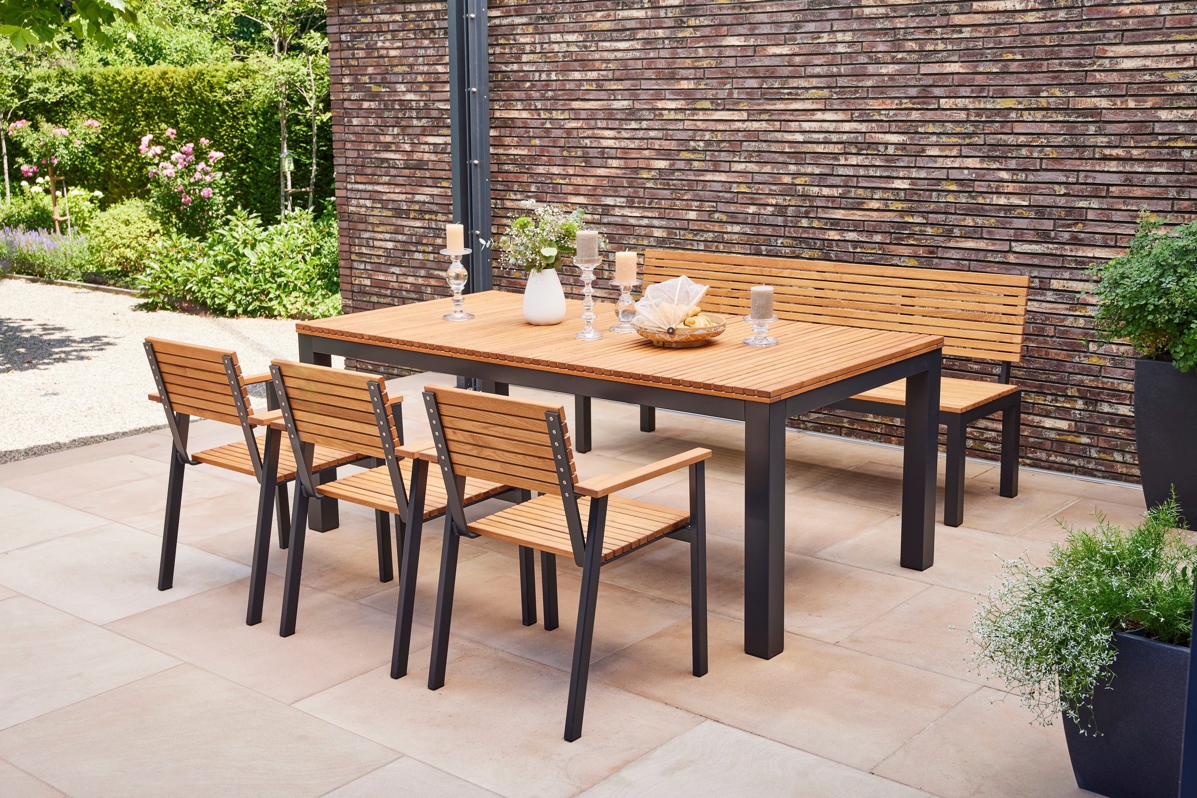 Siena Garden Gartentisch »»Bozen« BxTxH:100x220x76 cm«, Aluminium mit Robinienholz aus 100% FSC Holz