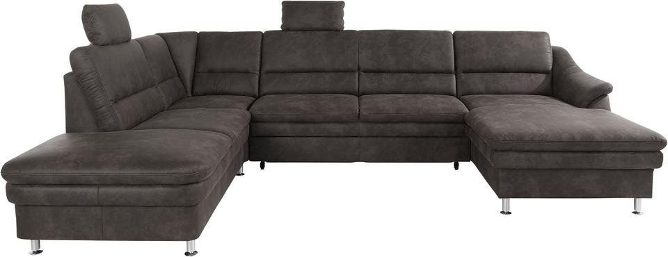 sit&more Wohnlandschaft "Cardoso, U-Form, B: 324 cm, Bettfunktion und Relaxfunktion optional" 2 Kopfstützen inklusive, Federkern, komfortable Sitzhöhe 47 cm