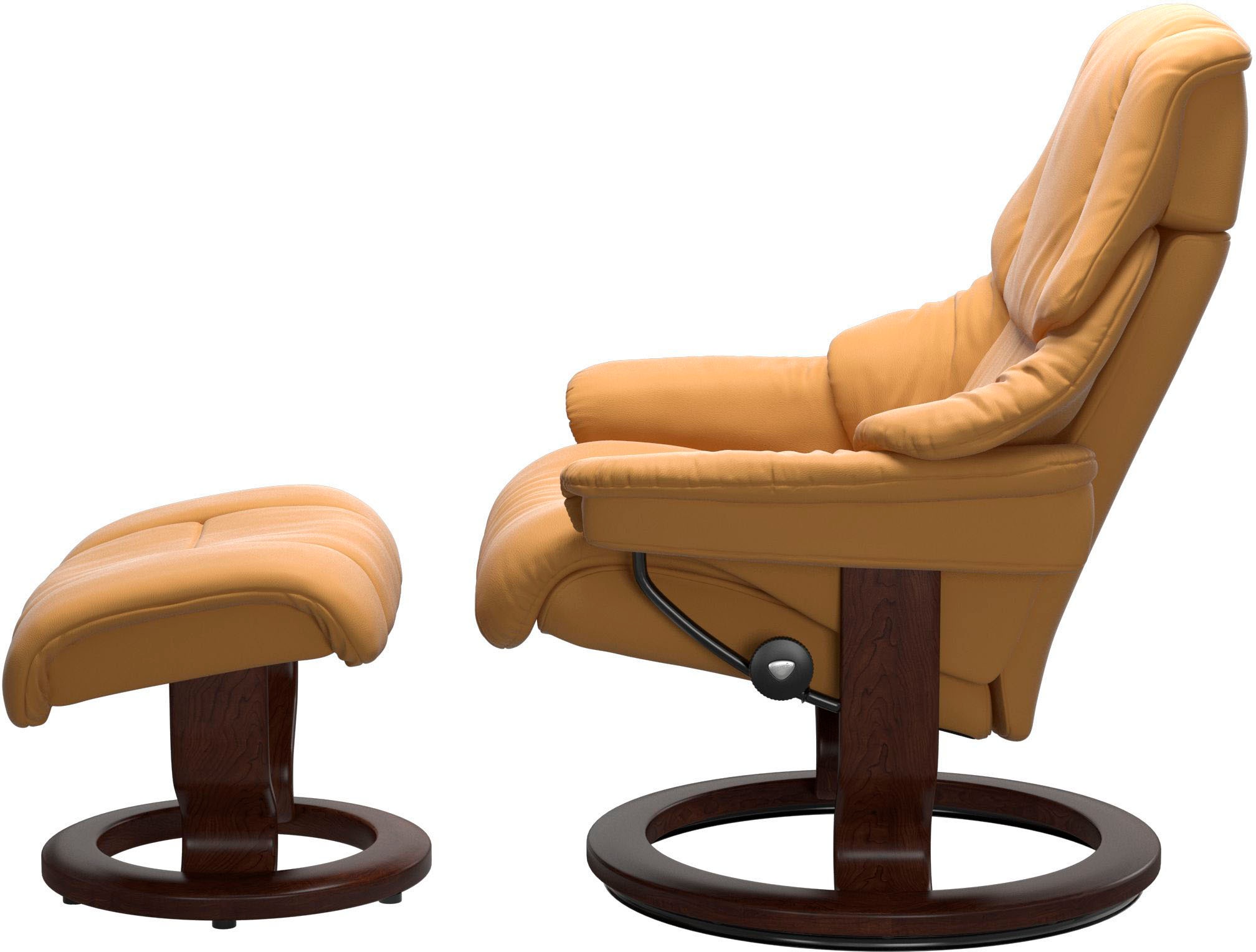 Stressless® Relaxsessel »Reno«, (Set, Relaxsessel mit Hocker), mit Hocker, mit Classic Base, Größe S, M & L, Gestell Braun