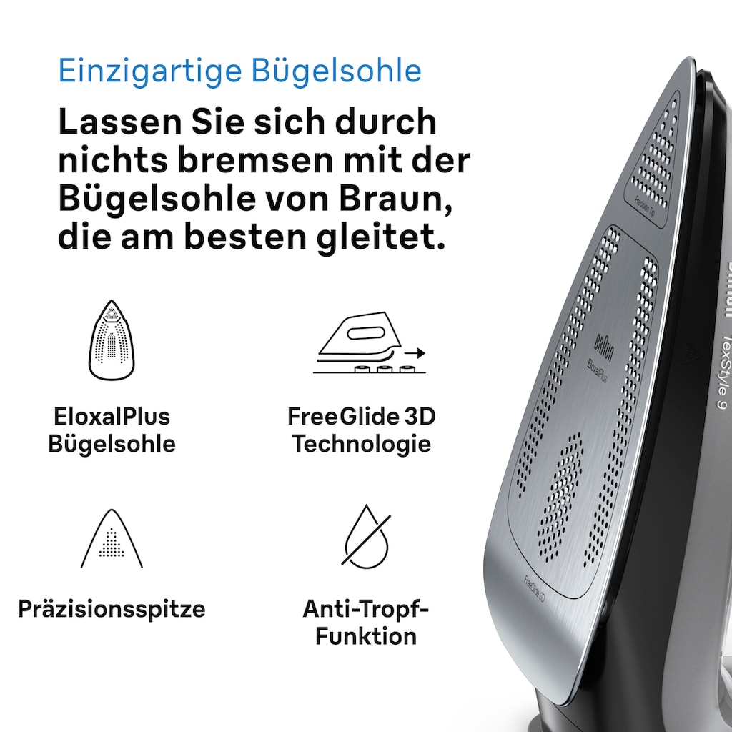 Braun Dampfbügeleisen »TexStyle 9 SI 9281 BK«, 3100 W