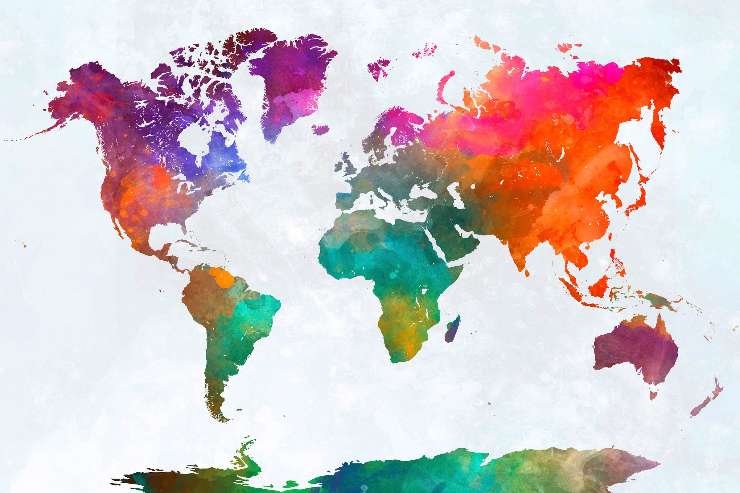 A.S. Création Leinwandbild »Global Map«, Kunst-Weltkarte-Kinder, (1 St.), Atlas Weltkarte Bunt Aquarell Keilrahmen Leinwand-Bild Wohnzimmer Wand