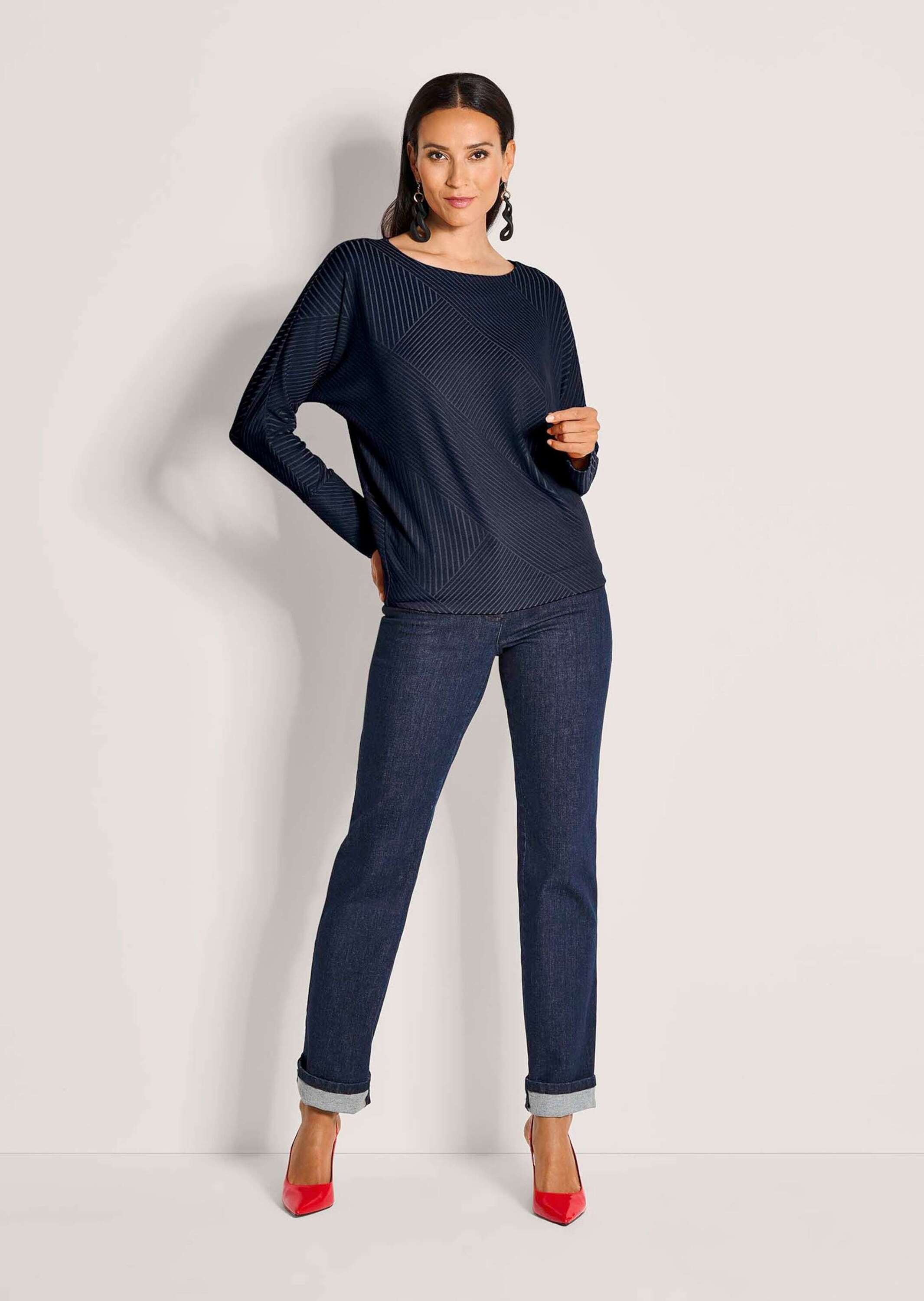 MADELEINE Langarmshirt »Shirt Shirt mit Fledermausärmeln und Struktur«