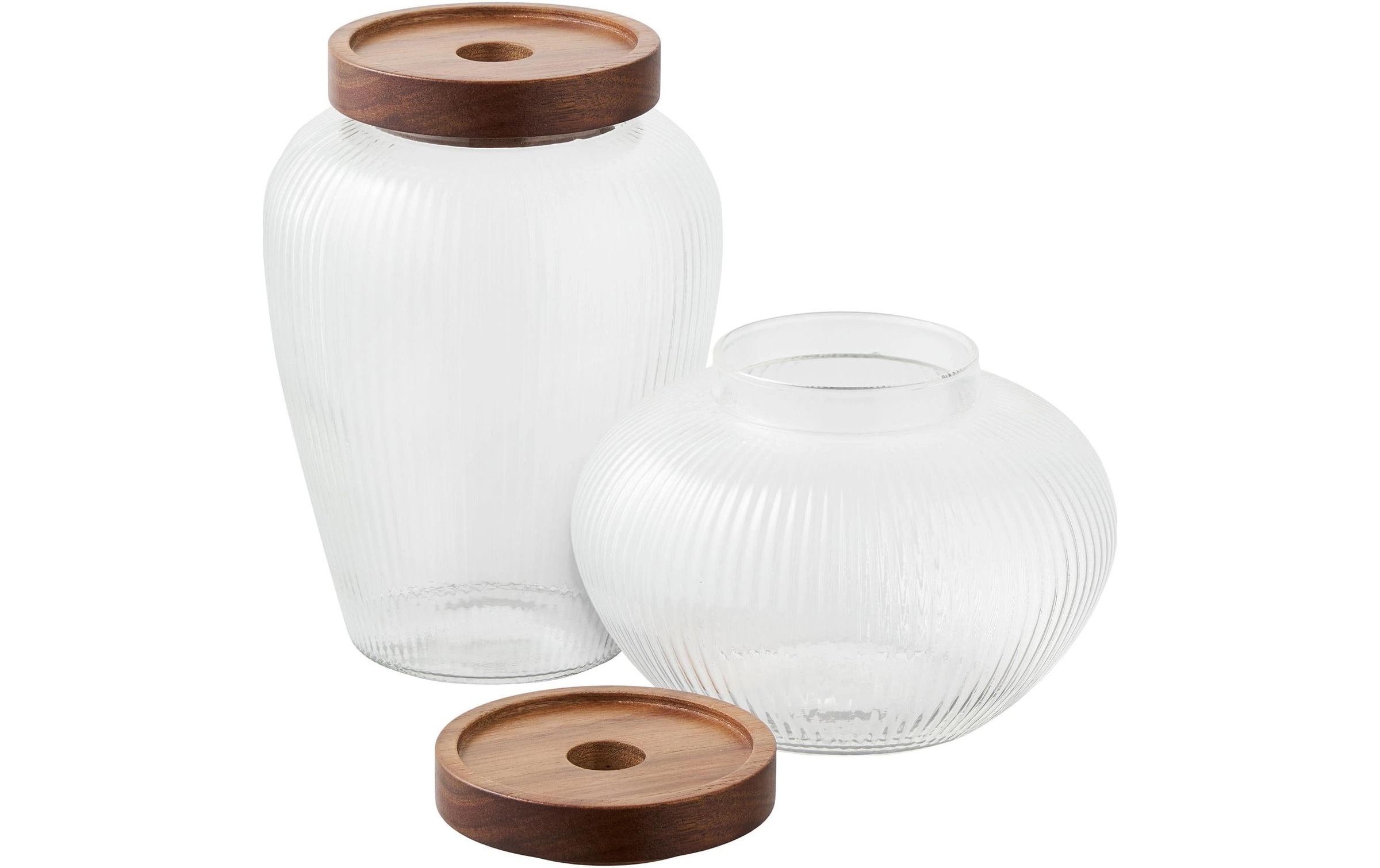 House Nordic Vorratsglas »Maya, 2er-Set« Zweiteiliges Aufbewahrungsset aus Glas und Akazienholz