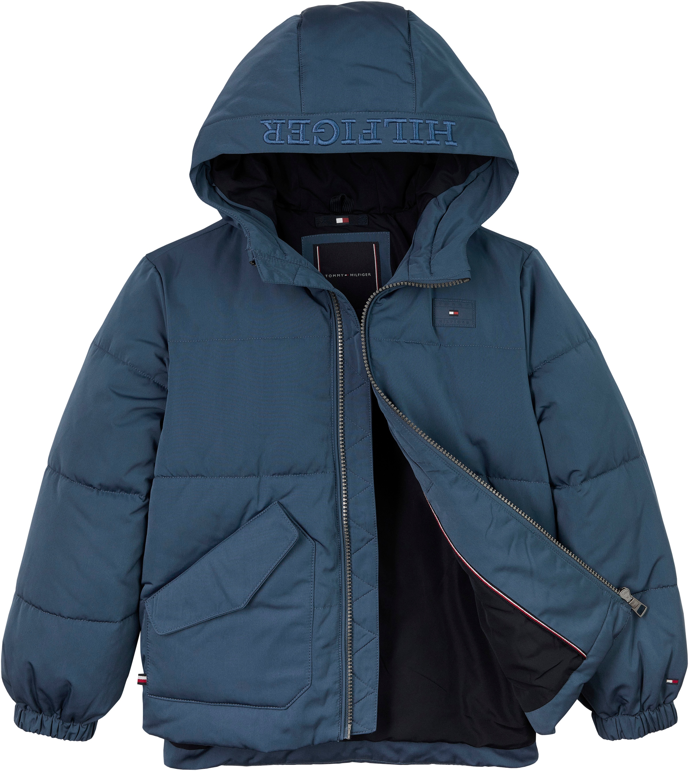 Tommy Hilfiger Steppjacke »MONOTYPE PADDED PUFFER JACKET«, mit Kapuze, Baby bis 2 Jahre, mit Kapuze, Gummizug am Ärmel