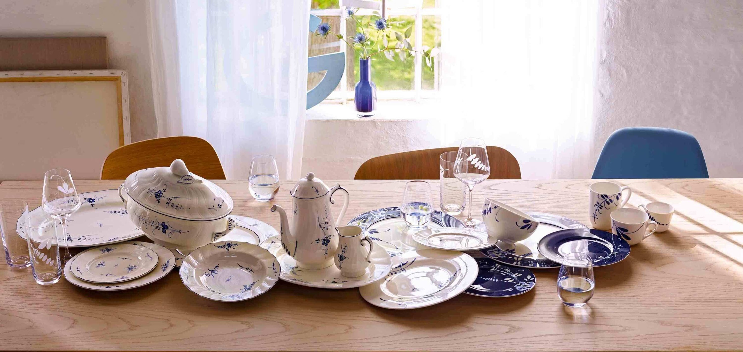 Villeroy & Boch Espressotasse »Espressotasse mit Untertasse Vieux Luxembourg 70 ml weiß-blau« Spülmaschinengeeignet, Mikrowellengeeignet