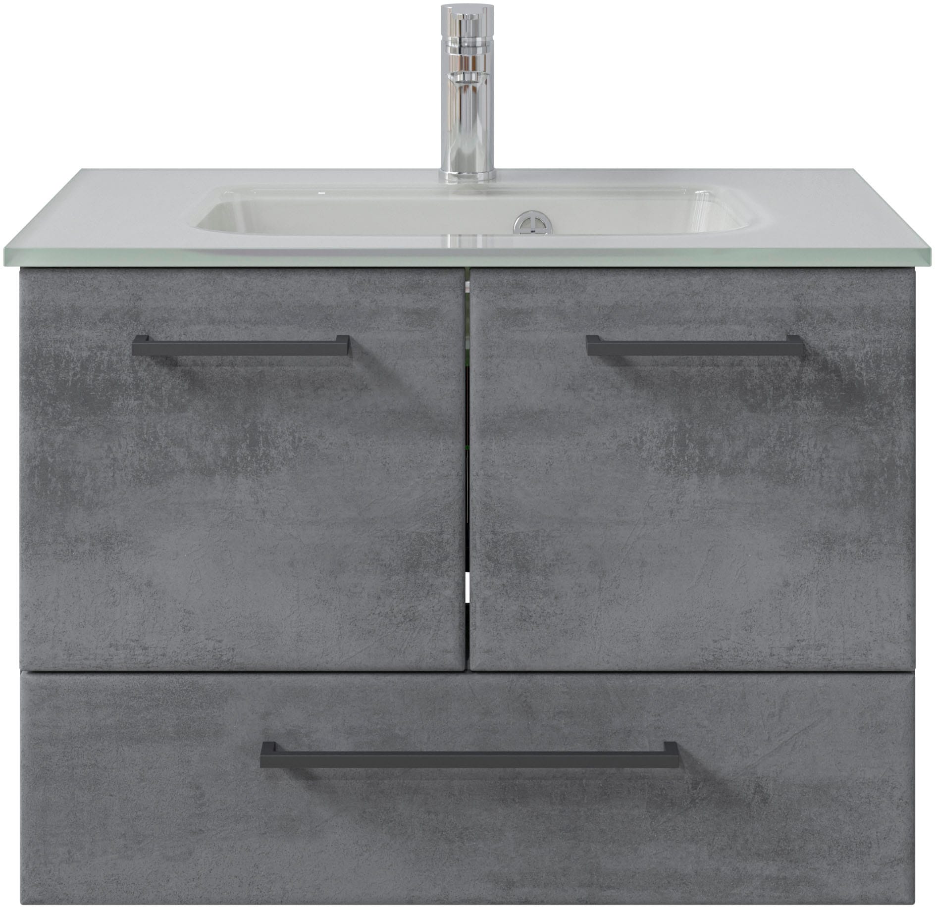 Saphir Badmöbel-Set "Quickset 945 Glas-Waschtisch mit Unterschrank, 74 cm b günstig online kaufen