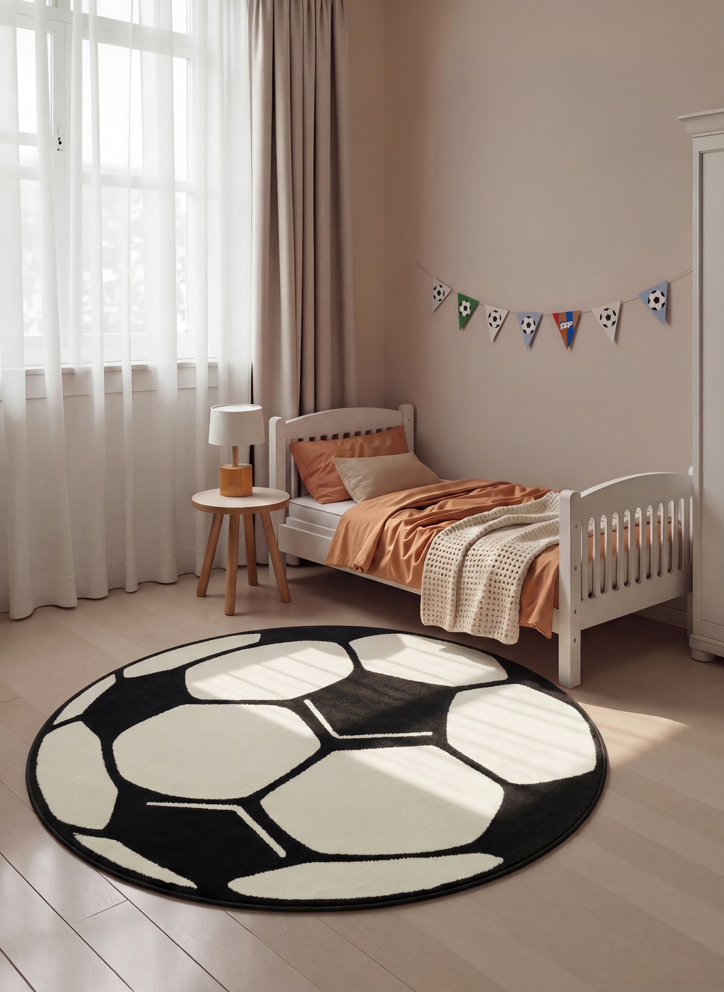 HANSE Home Kinderteppich »Fußball« rund 10 mm Höhe Kinder-Teppich, Rutschfest, Kurzflor, Fussball, Kinderzimmer, Spiel