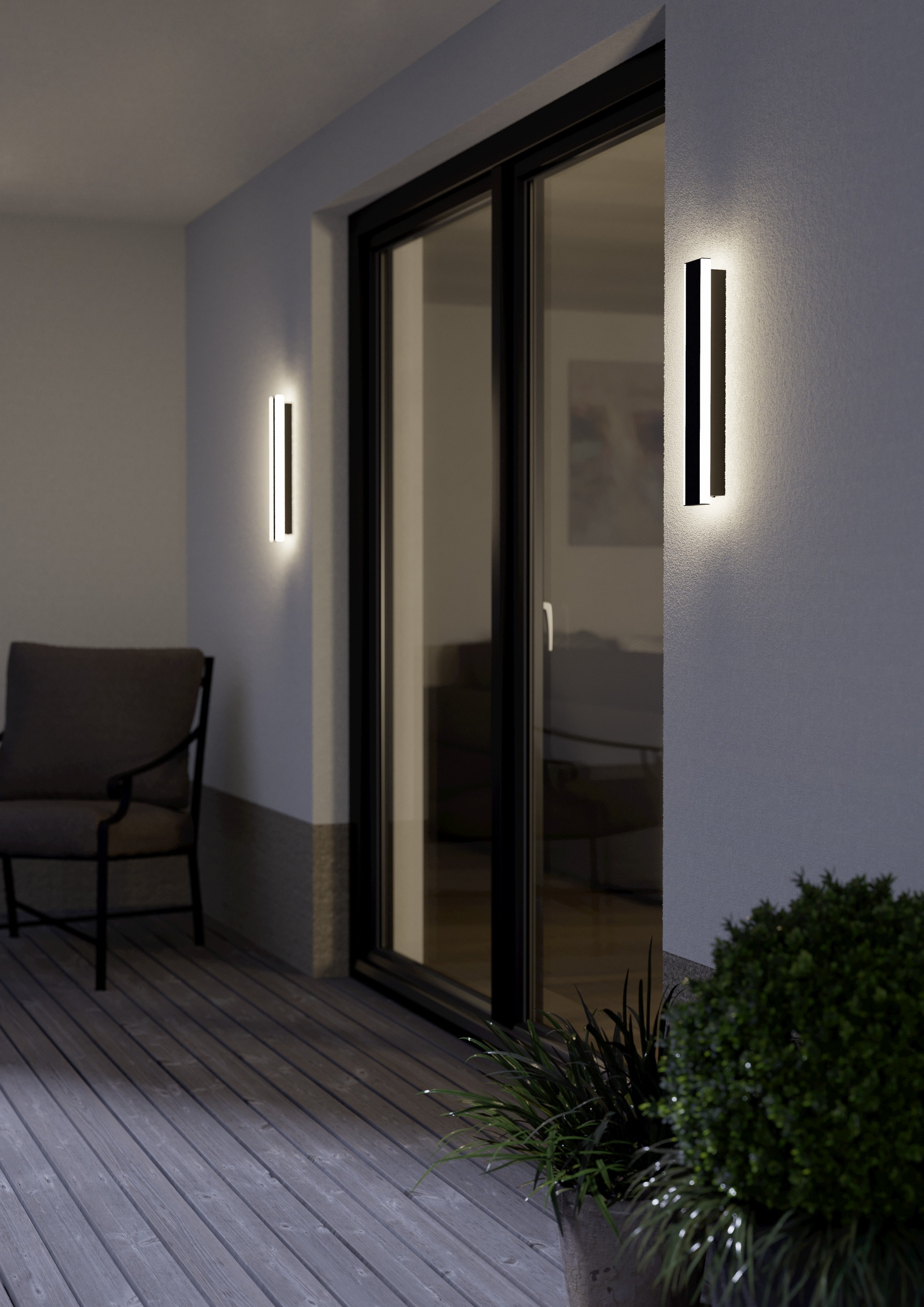 EGLO Wandleuchte »NEVIANO Wandlampe - Stahl, Kunststoff - LED - 2X3,7W - IP55« LED-Modul 1 Stk. Warmweiß Außenbeleuchtung, Außenwandleuchte, Terrasse, L38 x H6,5 x AL5 cm