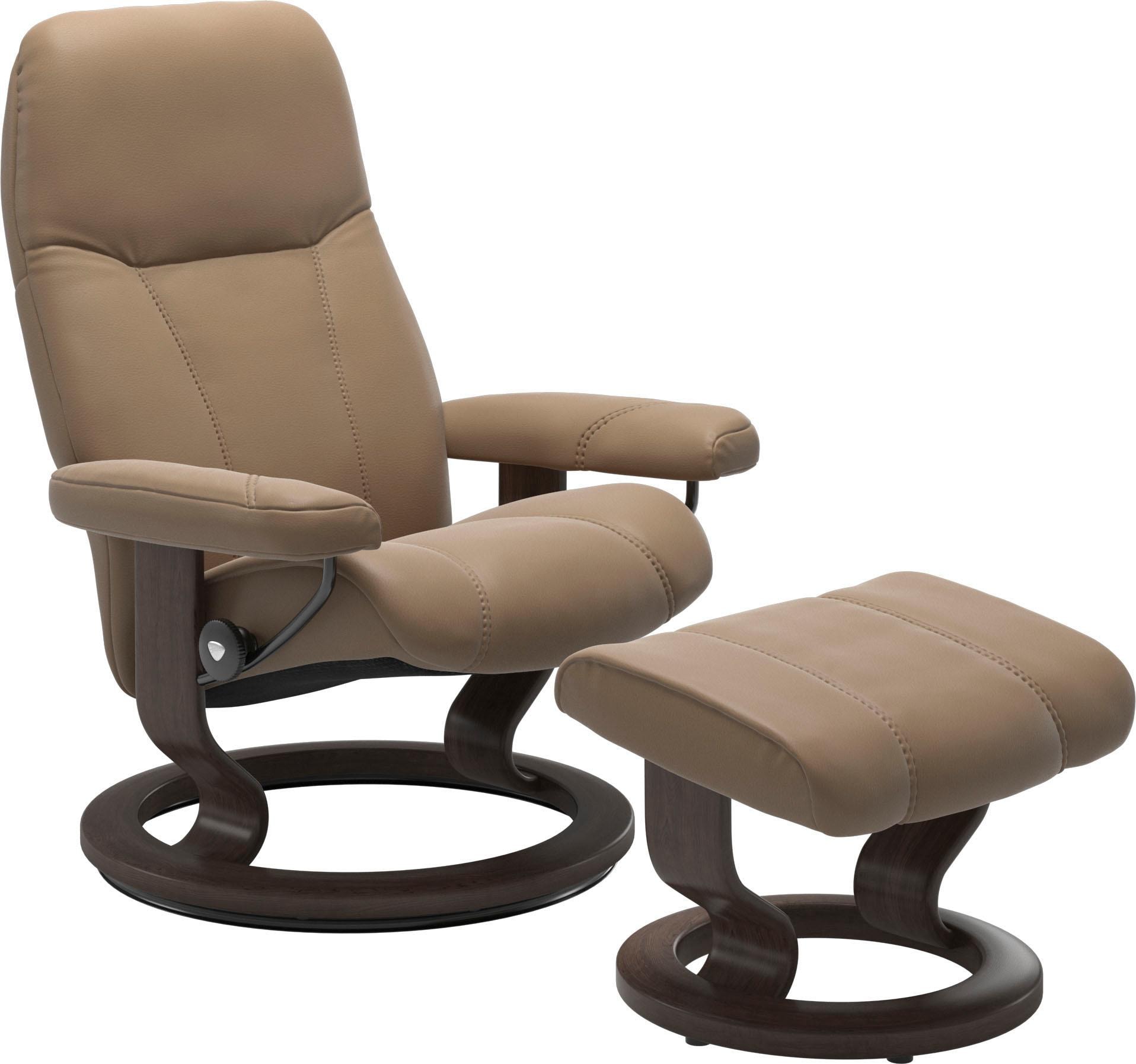 Stressless Relaxsessel "Consul" Set, Relaxsessel mit Hocker, mit Hocker, mit Classic Base, Größe S, Gestell Wenge