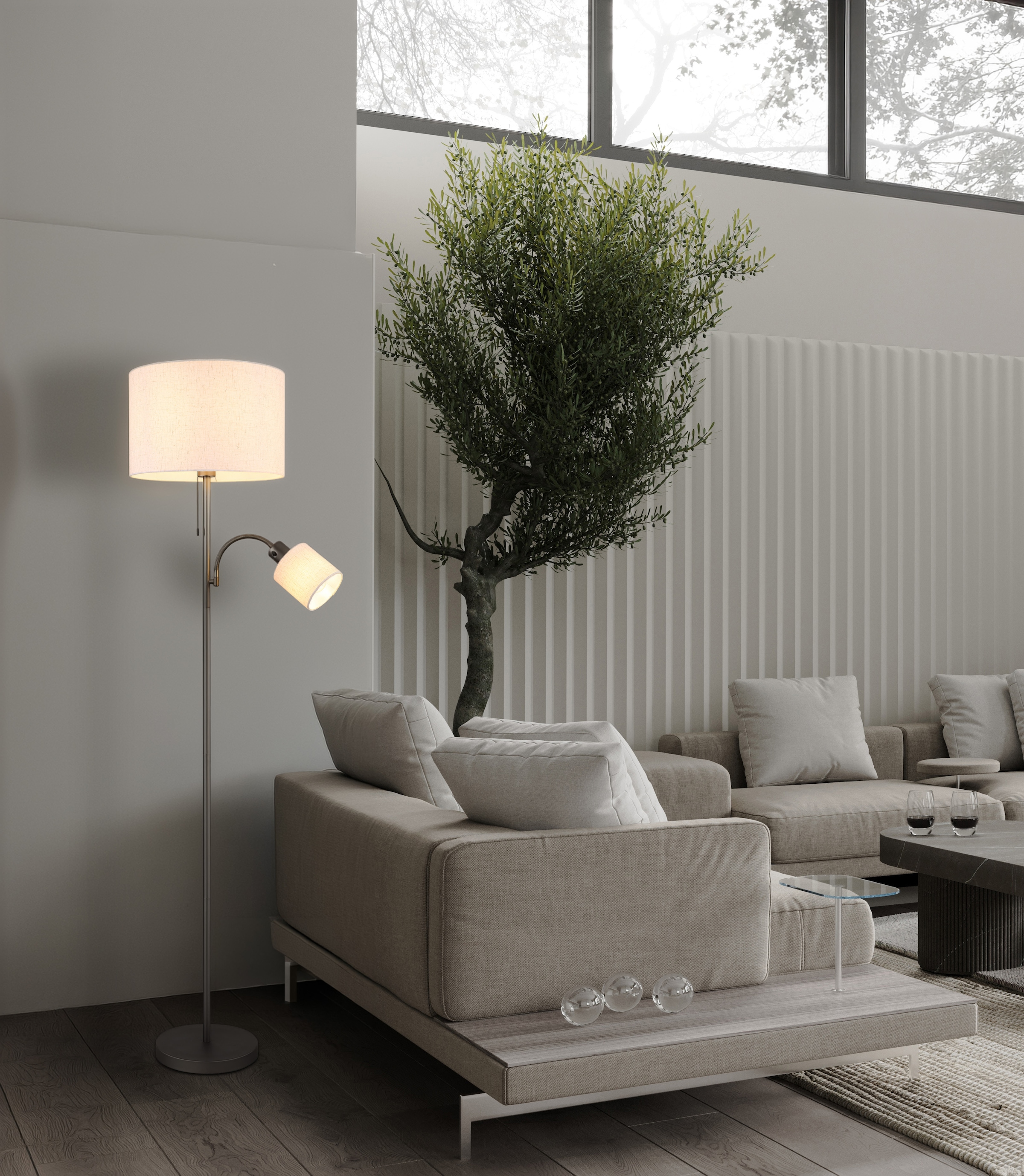 NOWA Stehlampe »THEA« E27 1 Stk. Fluter & Leselicht getrennt schaltbar, Flexarm