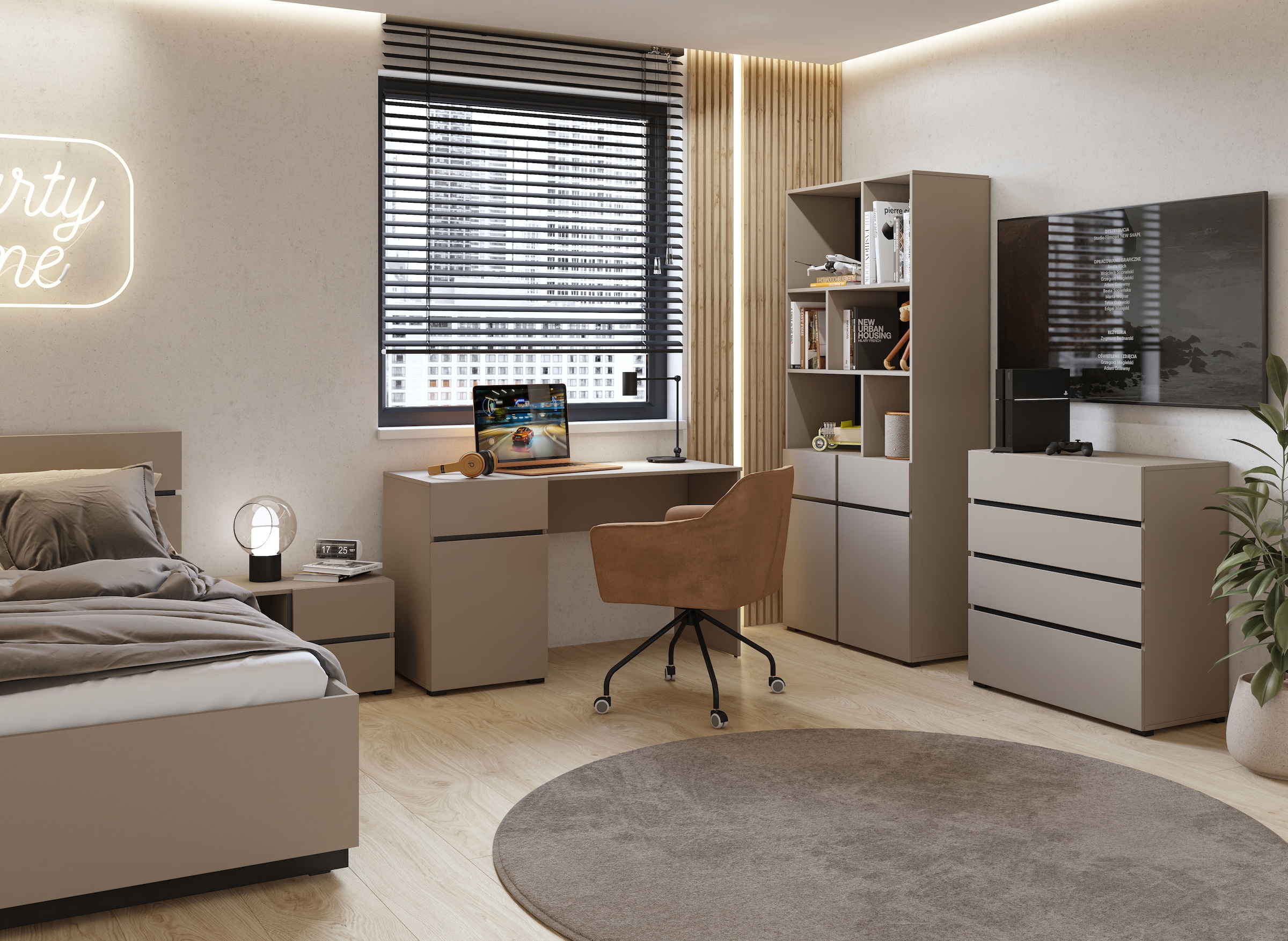OTTO home Schreibtisch »Cross, Breite 130 cm, praktischer Computertisch« Bürotisch mit 1 Schublade und Tür, Tischplatte mit Kabeldurchführung
