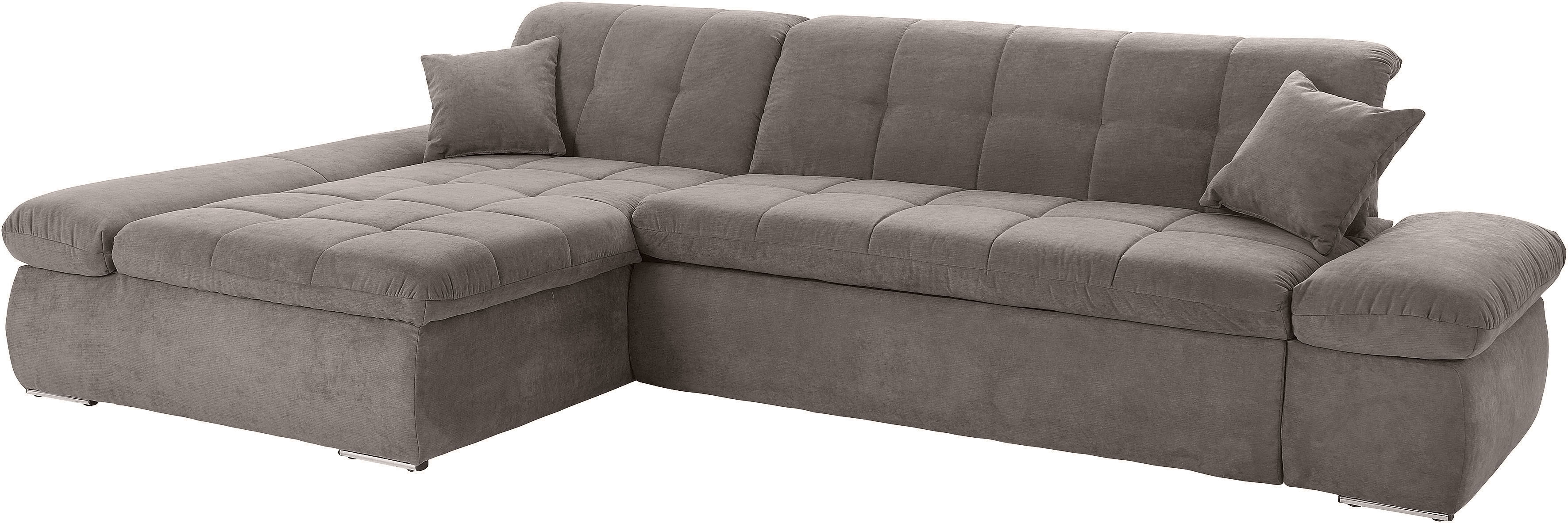 DOMO collection Ecksofa "MORIC Massiv - Belastbar bis 140 kgxSitz, 300x172 cm, XXL-Format" L-Form, Chenilleoptik, taupe