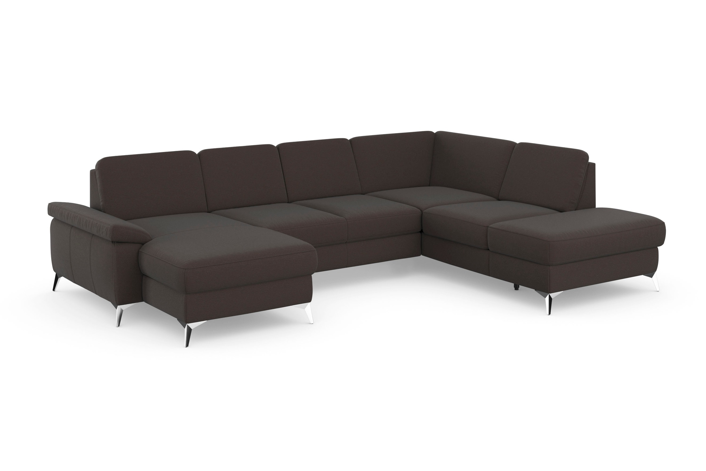 Wohnlandschaft SIT & MORE "Padua U-Form", braun (espresso), B:340cm H:89cm T:228cm, Sofas, Wohnlandschaft, inklusive Sitztiefenverstellung, Armteilfunktion und Federkern 6