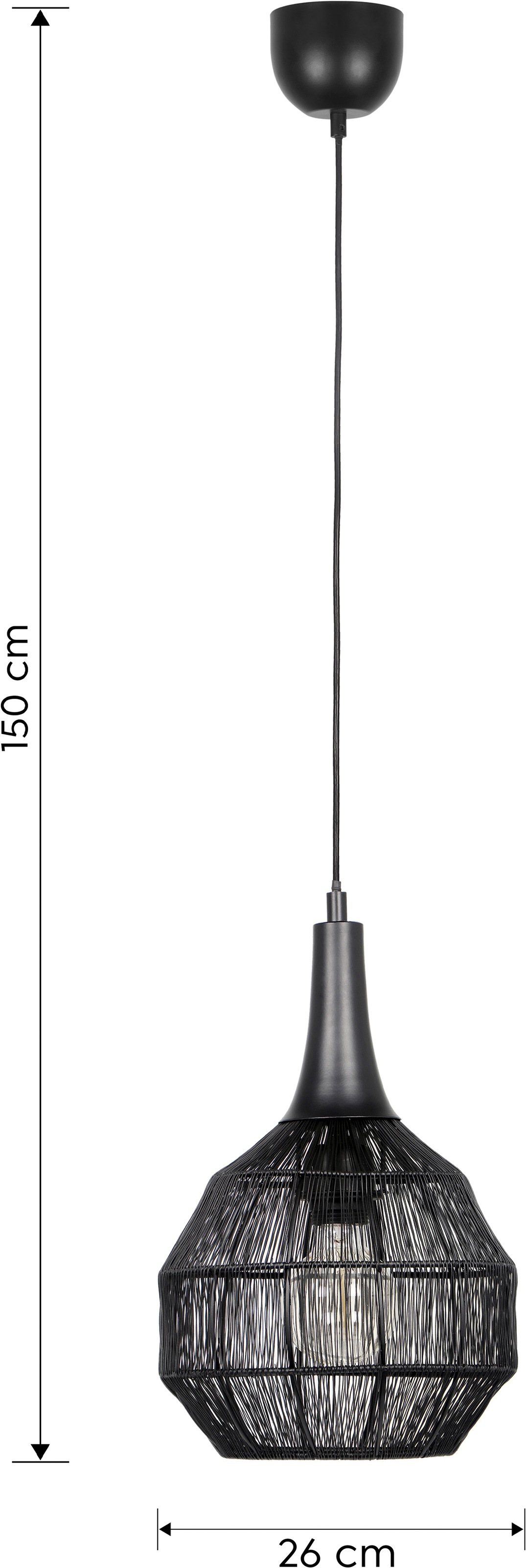 TRIO Leuchten Pendelleuchte »SORAYA, 1-flammige Hängelampe mit Drahtgeflecht Lampenschirm« E27 1 Stk. warmweiß - kaltweiß exkl 1xE27 max 10W Höhe bis 150 cm einstellbar Hängeleuchte Wohnzimmer