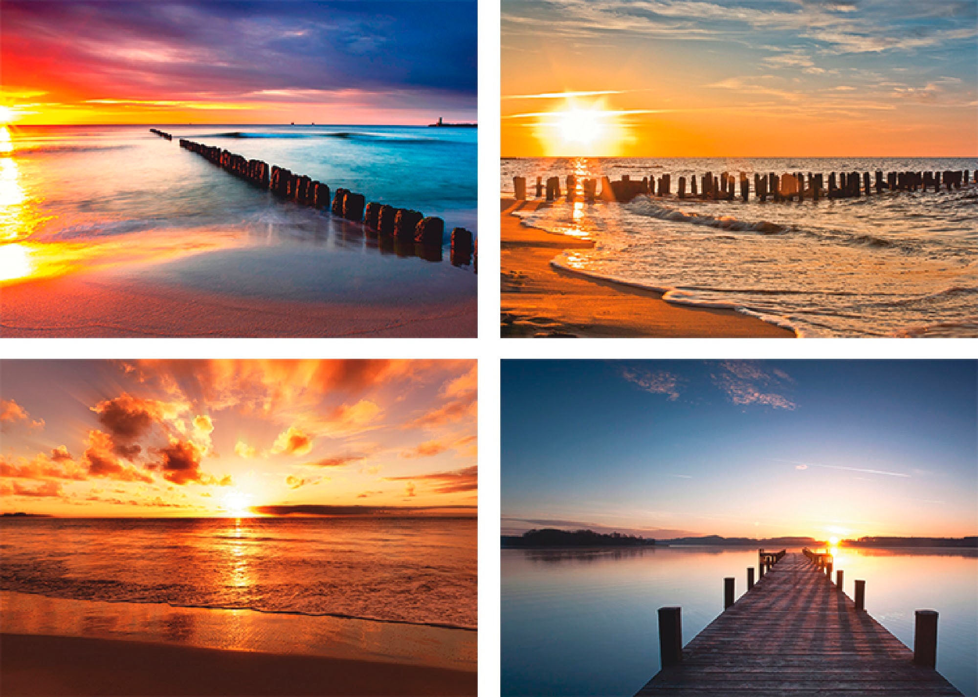 | (4 bestellen Sonne »Ostsee Wandbild, St.), Poster, Artland Bild, Strand Wandposter Poster Sonnenuntergang«, Strand, BAUR