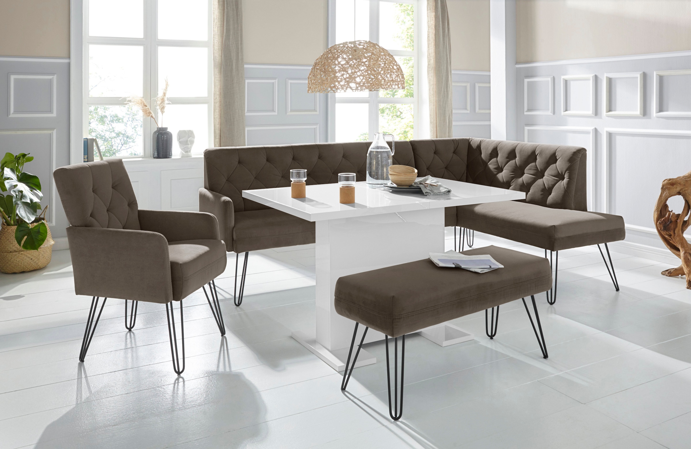 exxpo - sofa fashion 1100000002199 "Doppio, Chesterfield Optik, komfortabel und bequem, hohe Designfüße" Frei im Raum stellbar
