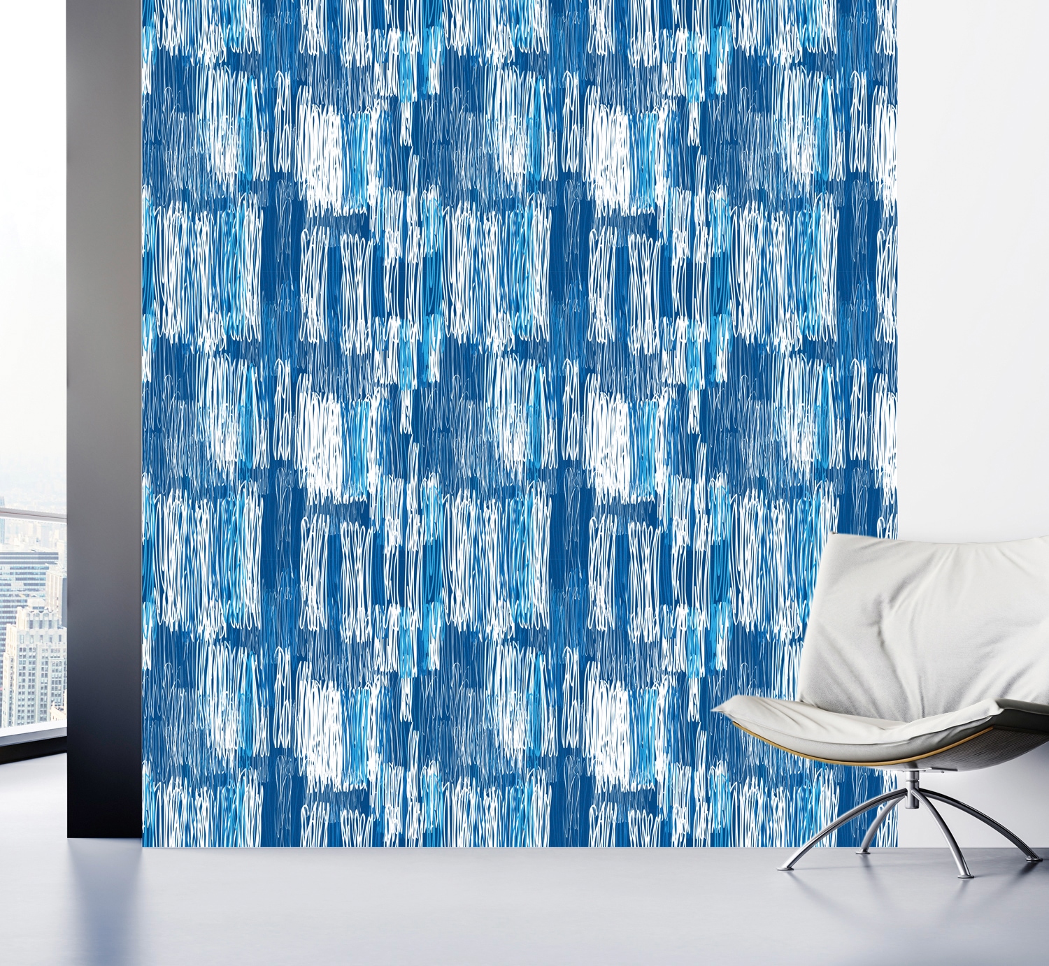 queence Vinyltapete »Muster-Blau«, Streifen, 90x250cm, selbstklebend, kinderleichte Anbringung, Sticker