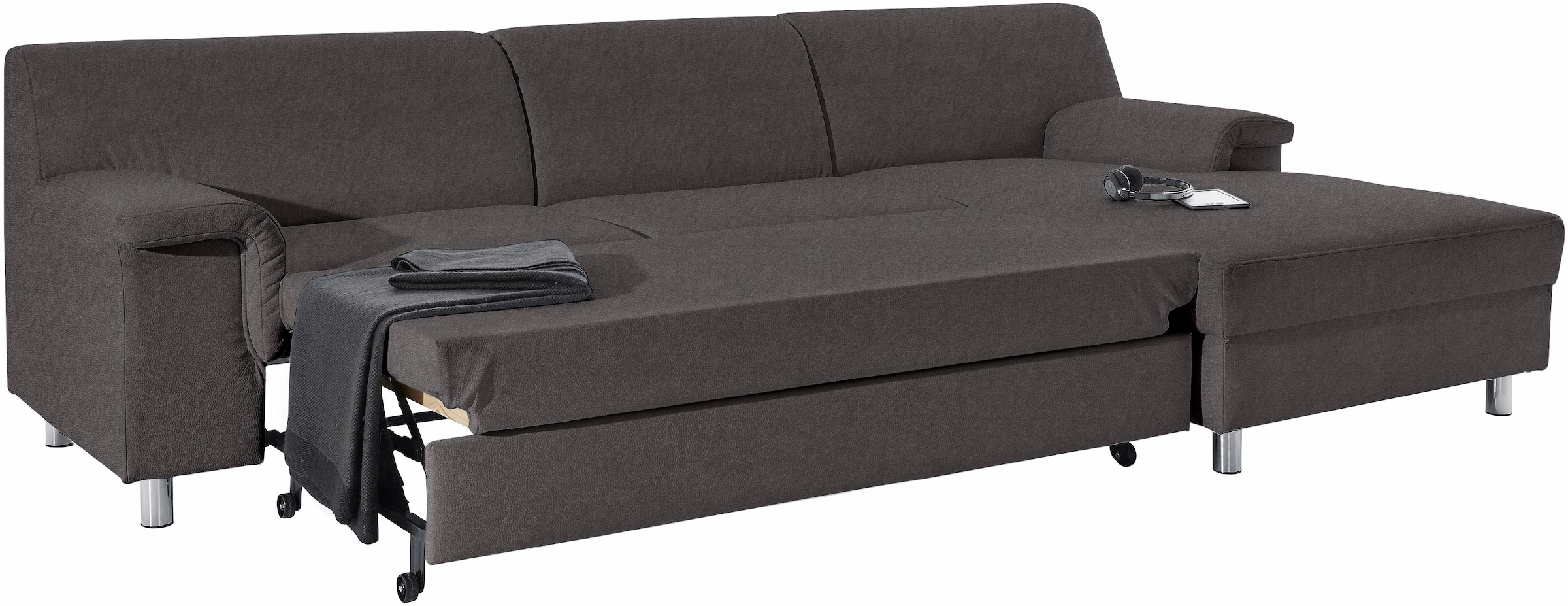 INOSIGN Ecksofa »Jamie, modern und elegant, Fußhöhe 9cm, L-Form,«, wahlweise mit Bettfunktion