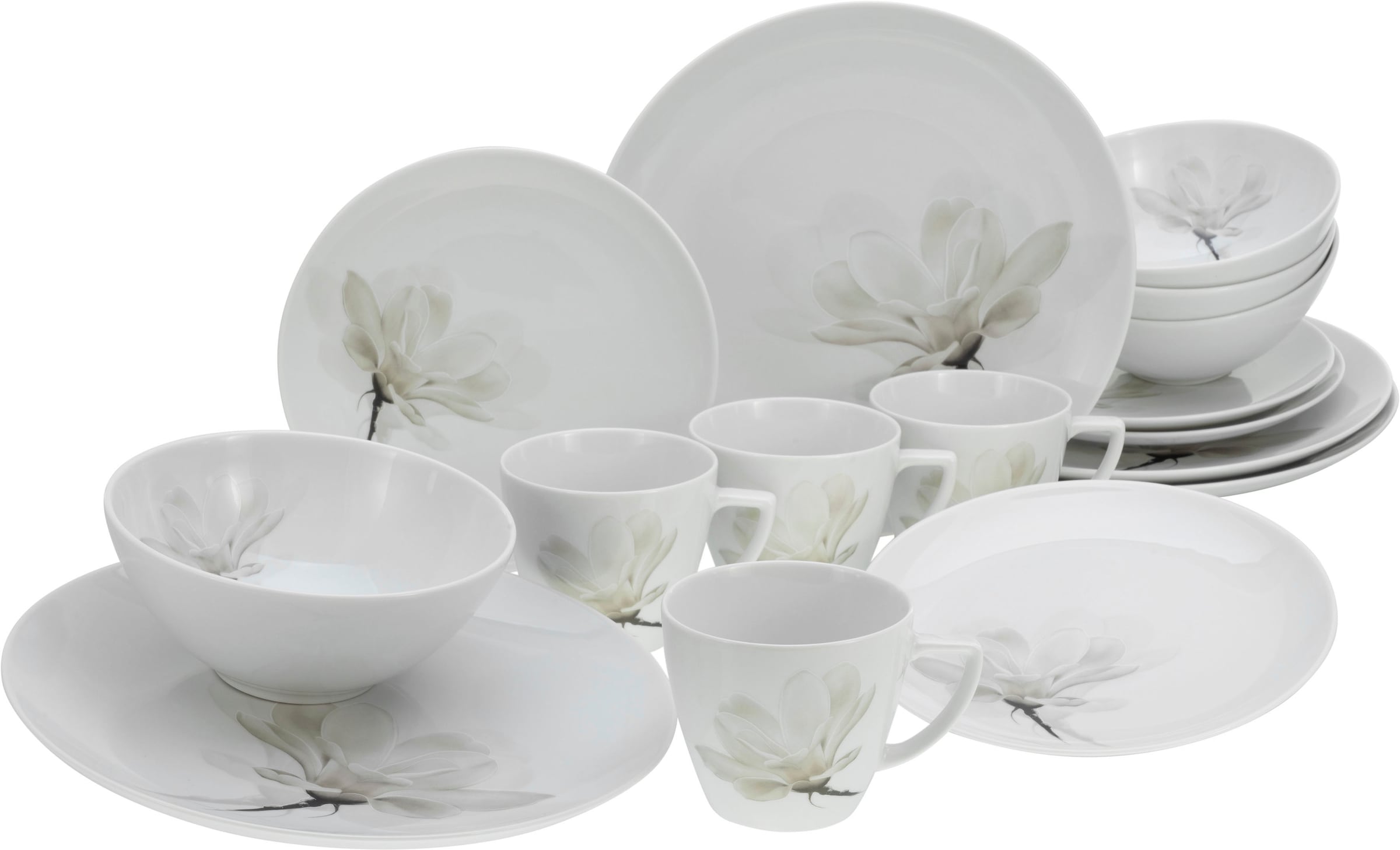 CreaTable Kombiservice "Home Magnolie" Dekor mit Magnolienblüte günstig online kaufen