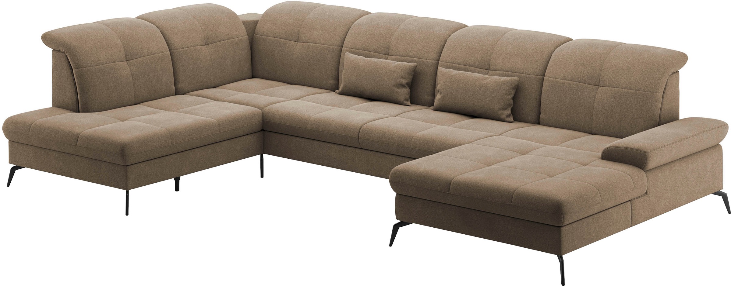 sit&more Wohnlandschaft »Amica, U-Form, inkl. Sitztiefenverstellung und Armteilverstellung«, wahlweise mit Kopfteilverstellung, Bettfunktion und Bettkasten