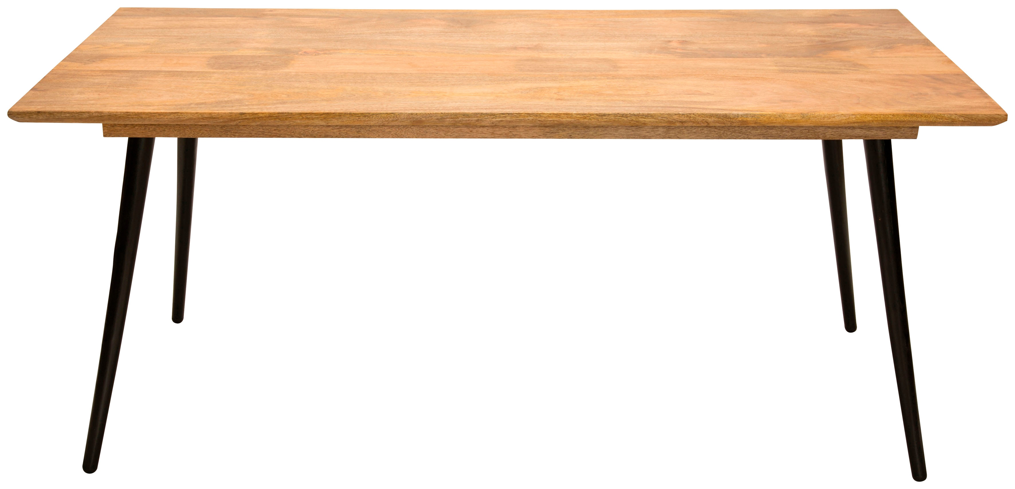 SIT Esstisch "Molfetta aus Mangoholz Massivholz mit Schweizer Kante & Metallbeinen" Modernes Industrial-Design mit konischen schwarzen Metallbeinen