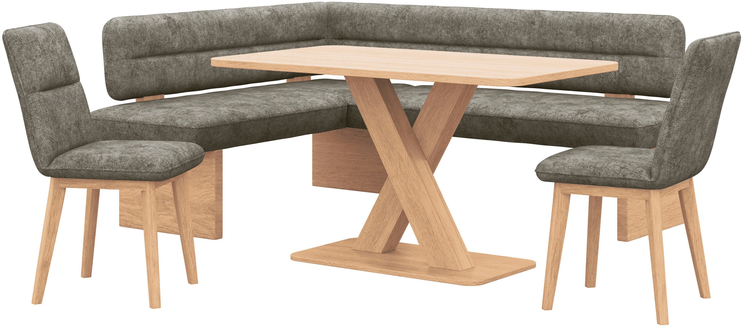 Home affaire "Louise + Miles Essecke Sitzgruppe Eckbank Küchenbank" Set, 4er, 4 Stk. tlg. Sitzgruppe Esszimmer Stühle Tisch und Bank bequem gepolstert