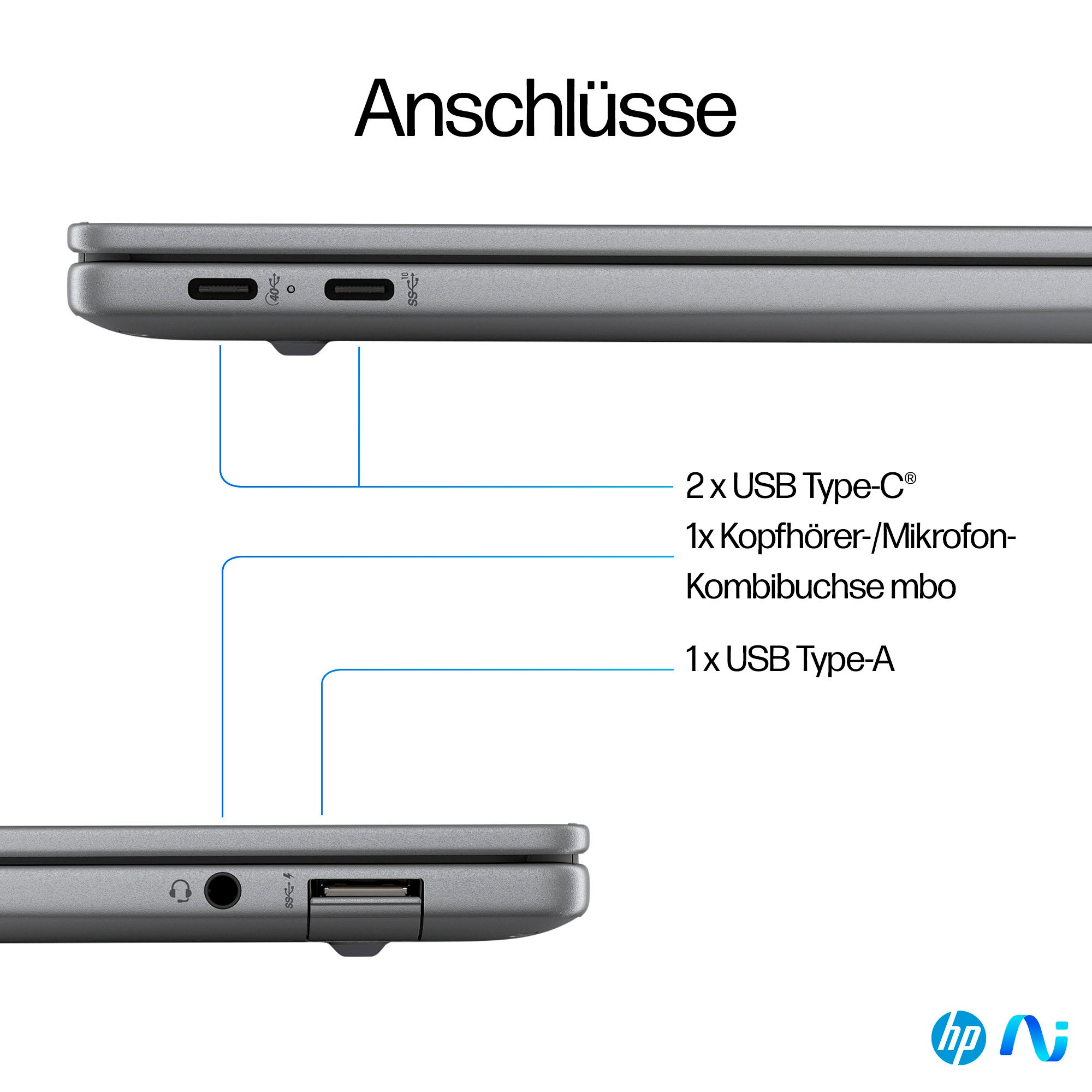 HP Notebook »OmniBook X 14-fe0060ng Silver«, 35,6 cm, / 14 Zoll, Qualcomm, Snapdragon X, Adreno, 1000 GB SSD