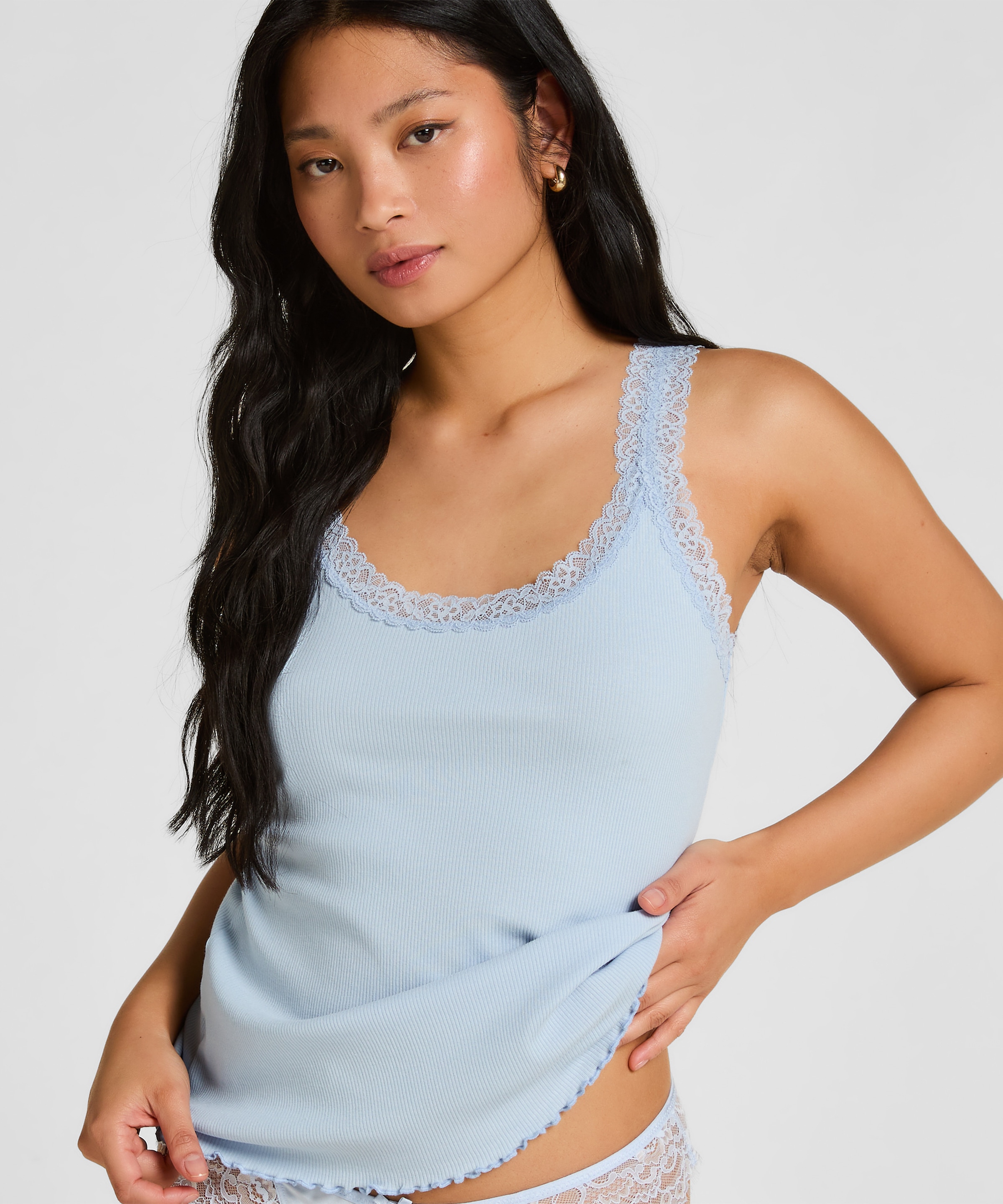 Hunkemöller Pyjama "Rippjersey-Top mit Spitze" günstig online kaufen