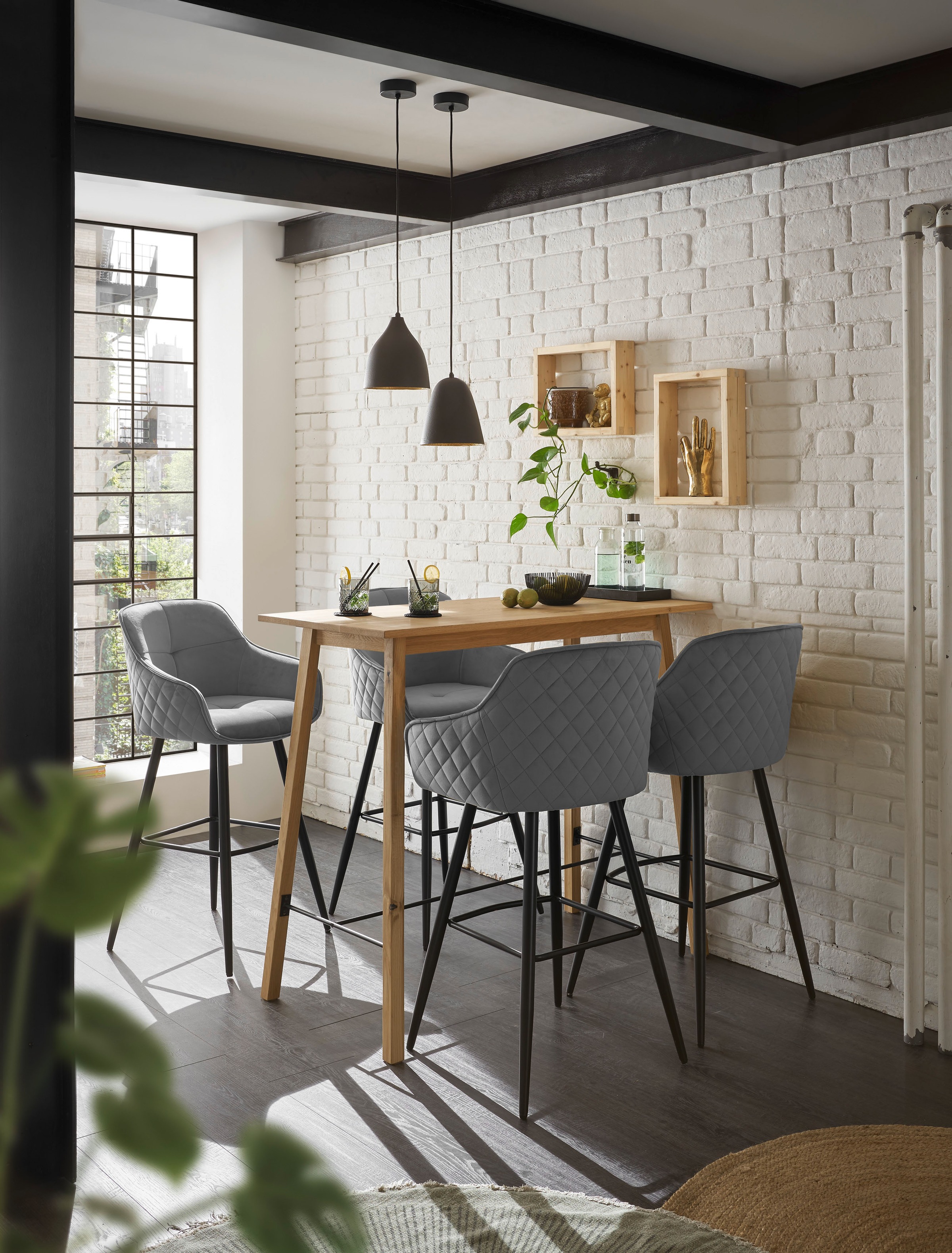 Stolkom Bartisch »Jules Eiche Massivholz geölt, Hochtisch BxHxT 120x104x60 cm«, Skandi Look Eiche Massivholz geölt durchgehende Lamelle