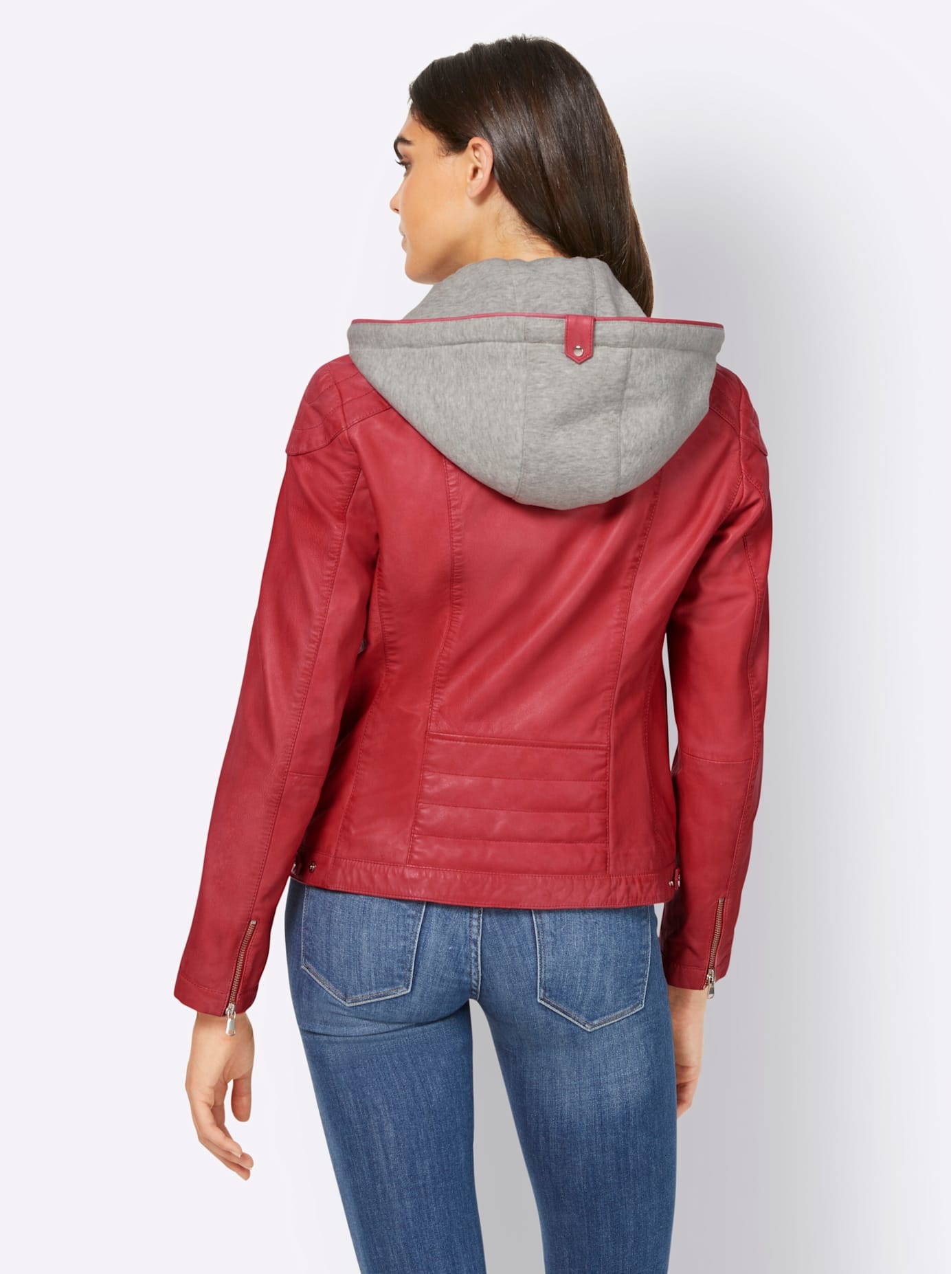 heine Lederjacke, mit Kapuze
