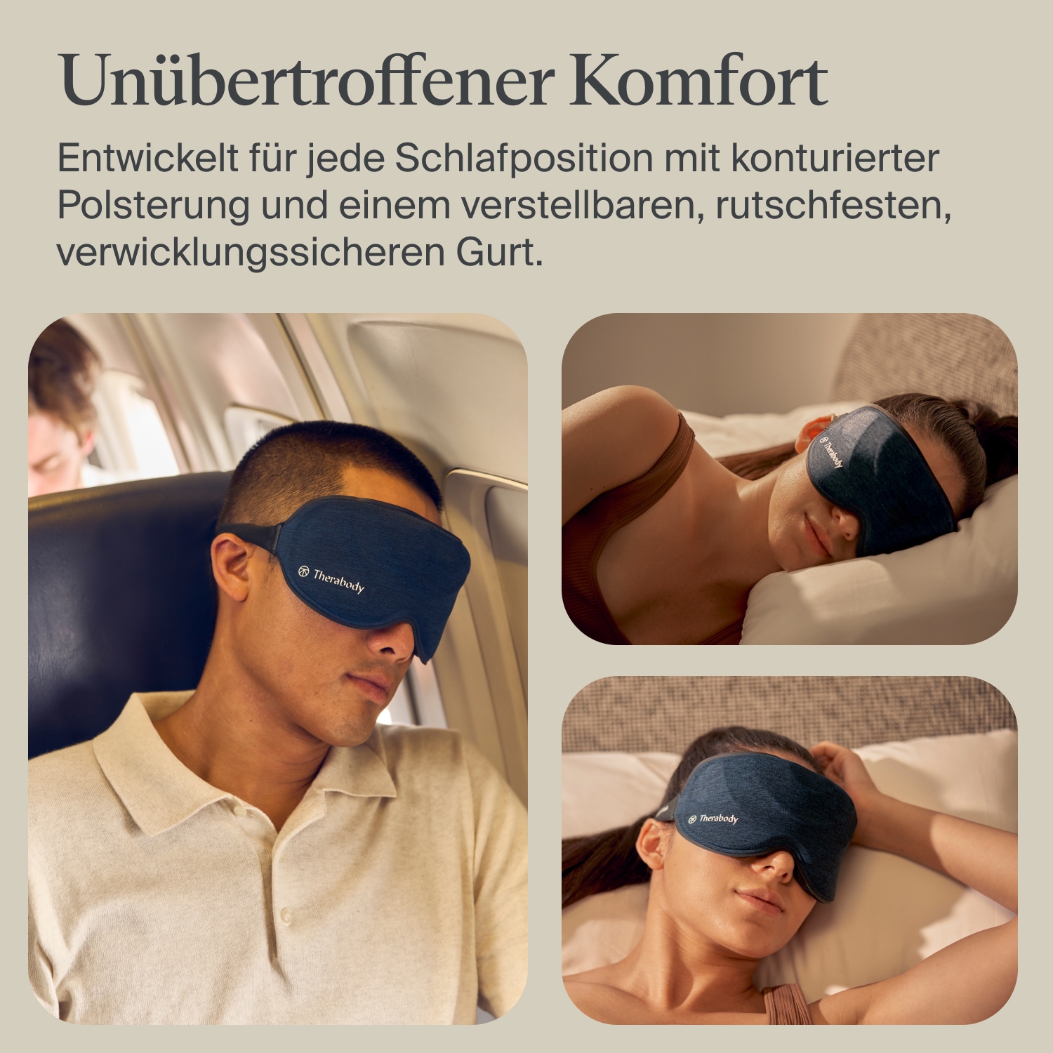 Therabody Gesichtsmassagegerät »SleepMask Verdunkelungs-Augenmaske, Vibrationen für besseren Schlaf«, 3 Vibrationsmuster, inkl. TheraMind-Sound, abnehmbar, waschbar