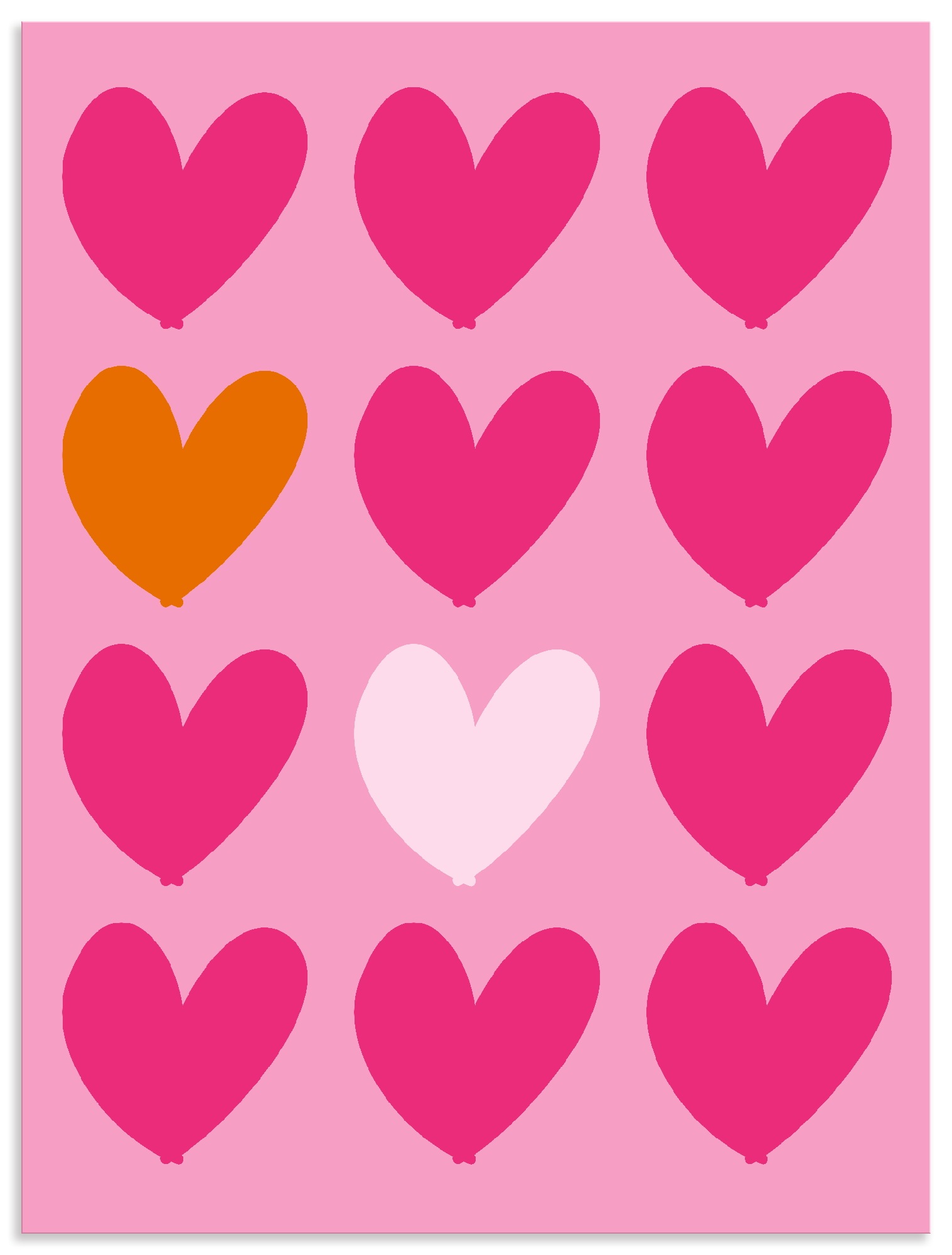 Wandbild ARTLAND, B:45cm H:60cm T:1cmfarbe bild(er): pink, Alu Dibond, Wohnzimmer, Bilder, "Herzen auf pink", als Alubild, Leinwandbild, Poster,