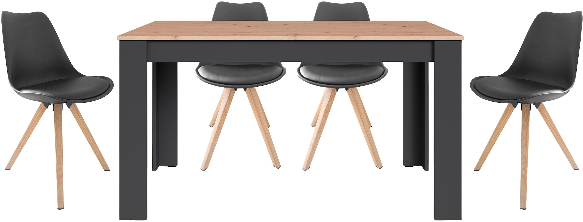 byLIVING Essgruppe "Kira" Set, 5 Stk. tlg. modernes Set mit 4 Stühlen in me günstig online kaufen