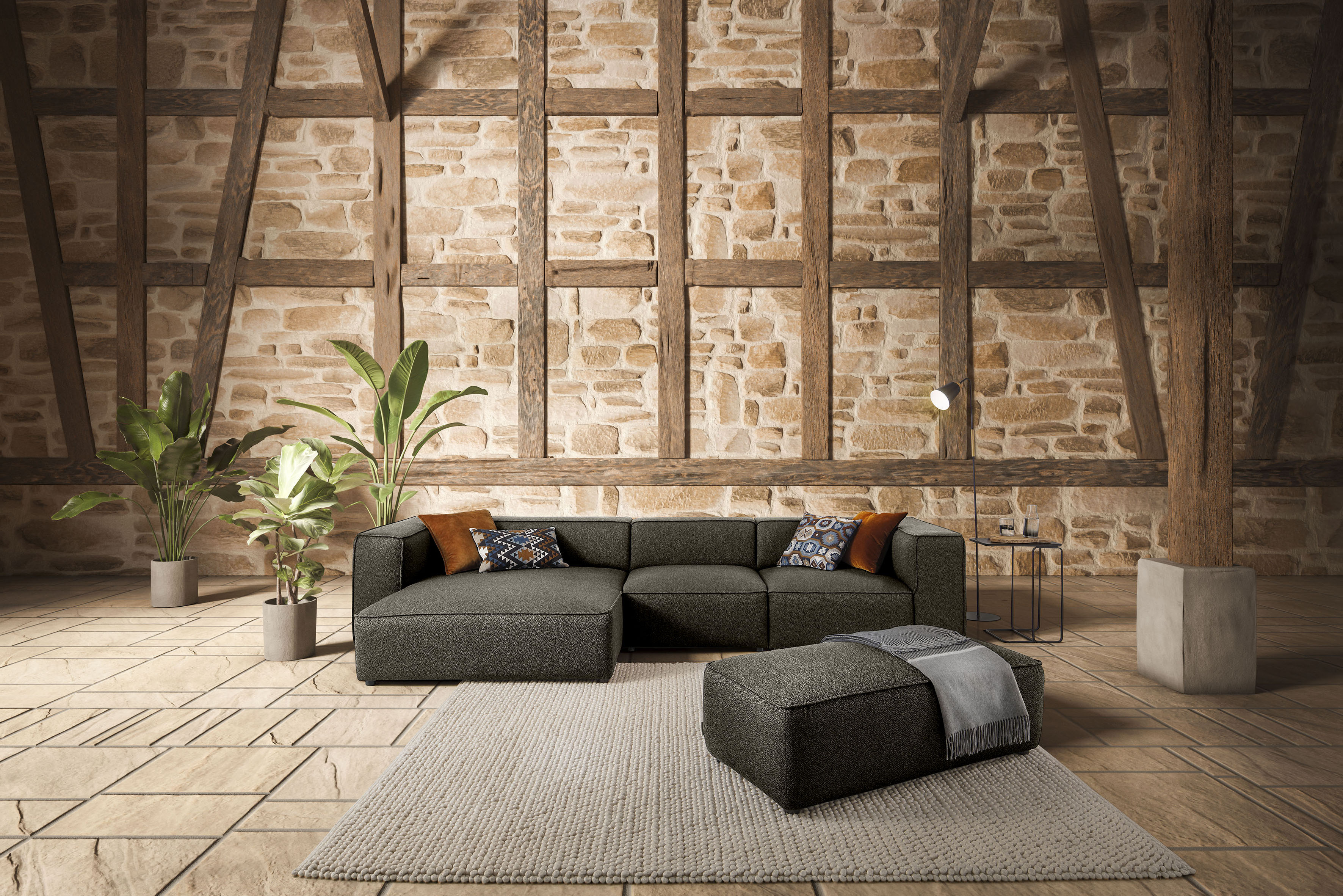 W.SCHILLIG Ecksofa "around-the-block Mega Sofa, viel Platz und hoher Sitzkomfort, L-Form" mit eleganter Biese, mit Federkern, Breite 341 cm