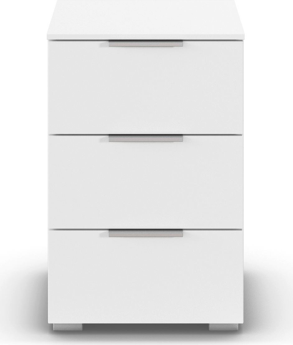 OTTO home Nachtkommode "Nachttisch Nachtschrank Schubladen Sideboard Schubladenkommode ASTANA" Breite 40 cm / Höhe 61 cm, mit 3 geräumigen Schubladen, Kantengriff in Alufarben MADE IN GERMANY