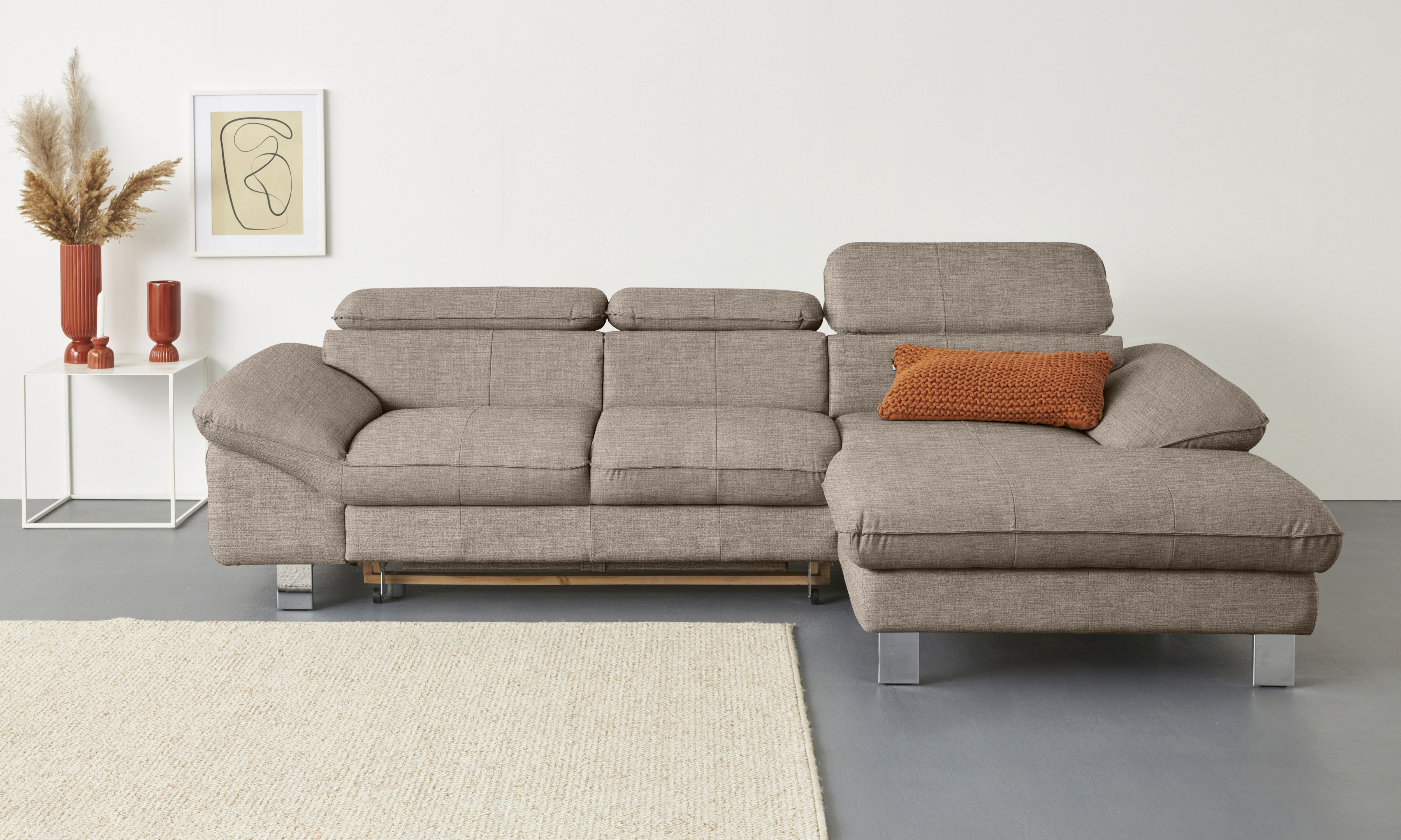COTTA Ecksofa "Driver L-Form, B:268 cm, moderne Couch mit Wellenunterfederung" Kopfteilverstellung, optional Schlaffunktion & Bettkasten