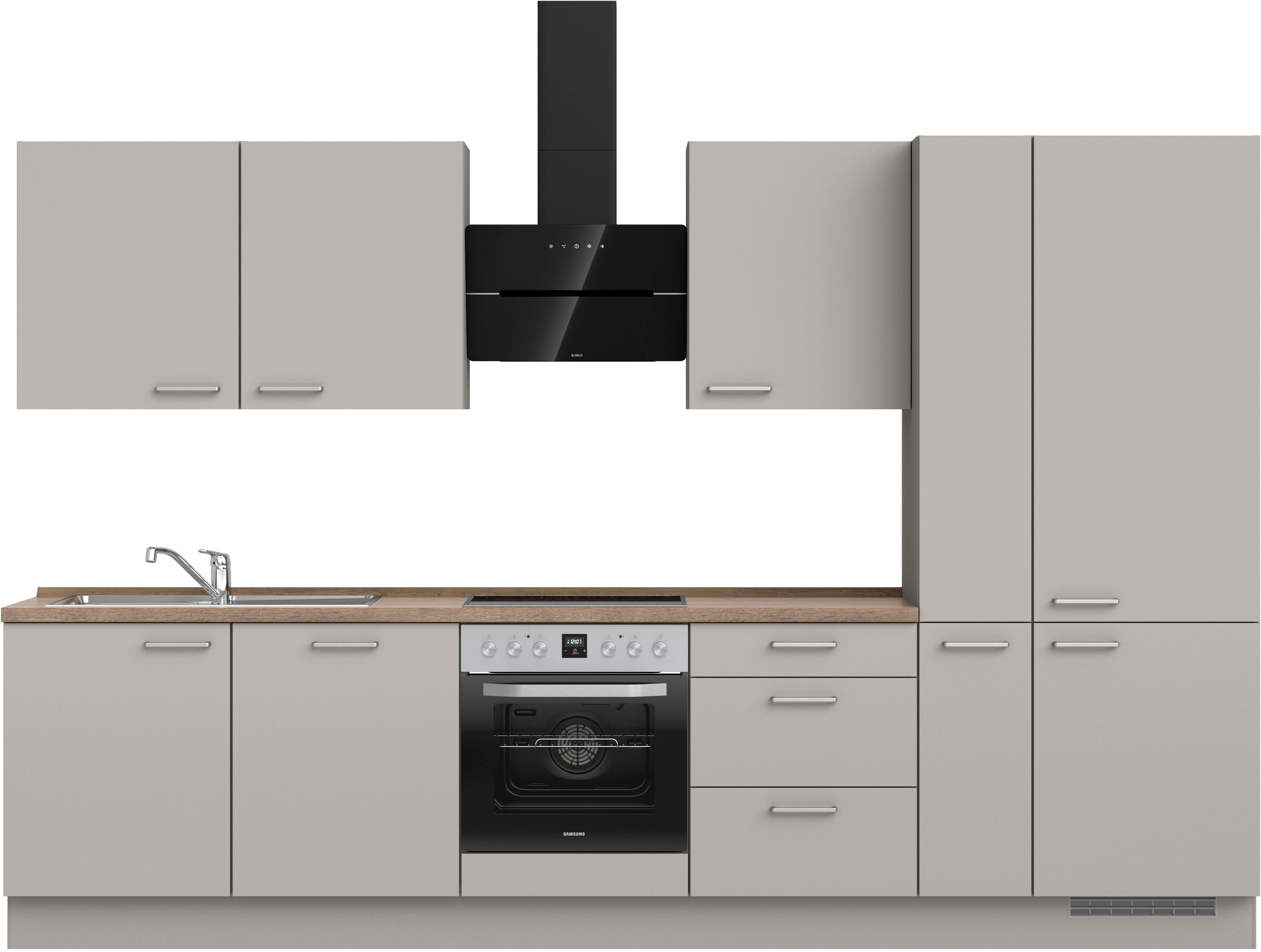 nobilia Küchenzeile ""Touch II", NEU: individuell anpassbar mit gratis Profi-Beratung" vormontiert, Breite 330 cm, Ausrichtung wählbar, wahlw. mit E-Geräten