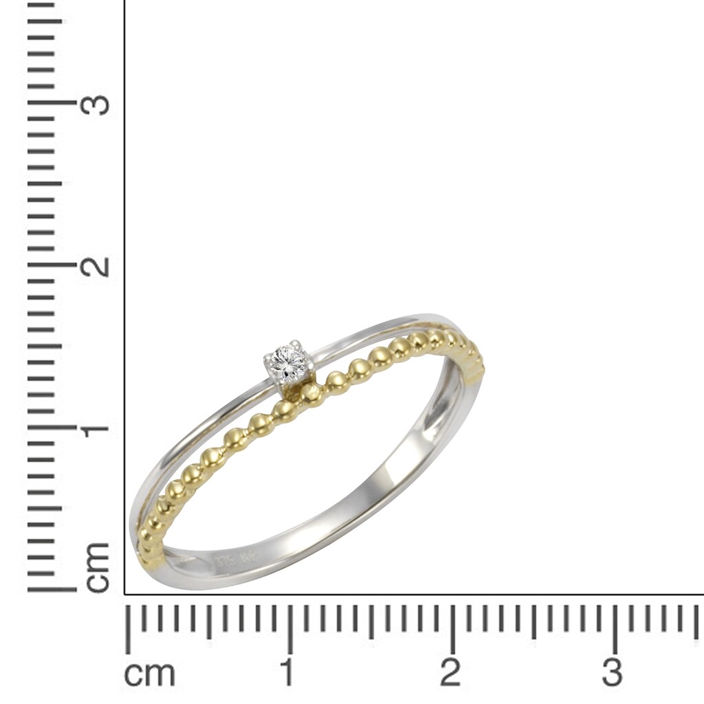 CELESTA Fingerring »375 Gold zweifarbig Zirkonia weiß«