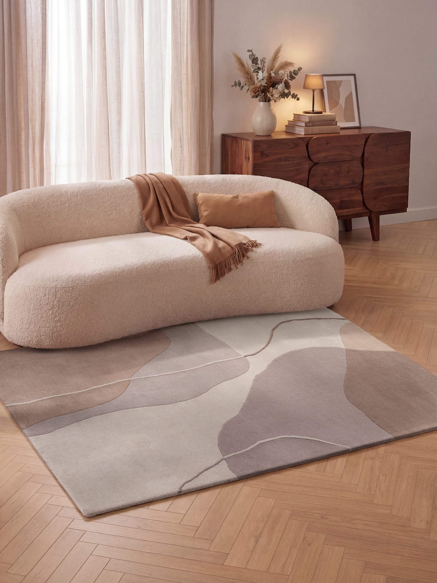 Villeroy & Boch Wollteppich »Virelle« rechteckig 17 mm Höhe Wolle, Natur,Handgemacht, Abstrakt, Kurzflor, Wohnzimmer, Schlafzimmer