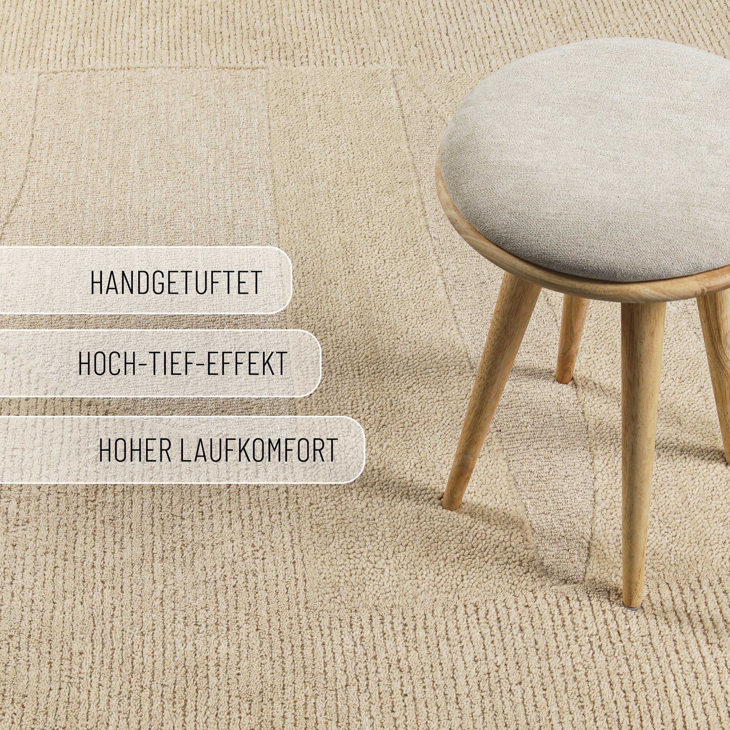 Wecon home Teppich »Dodo«, rechteckig, 10 mm Höhe, Wollteppich, asymmetrisch, hochwertig, handgetuftet, robust, modern