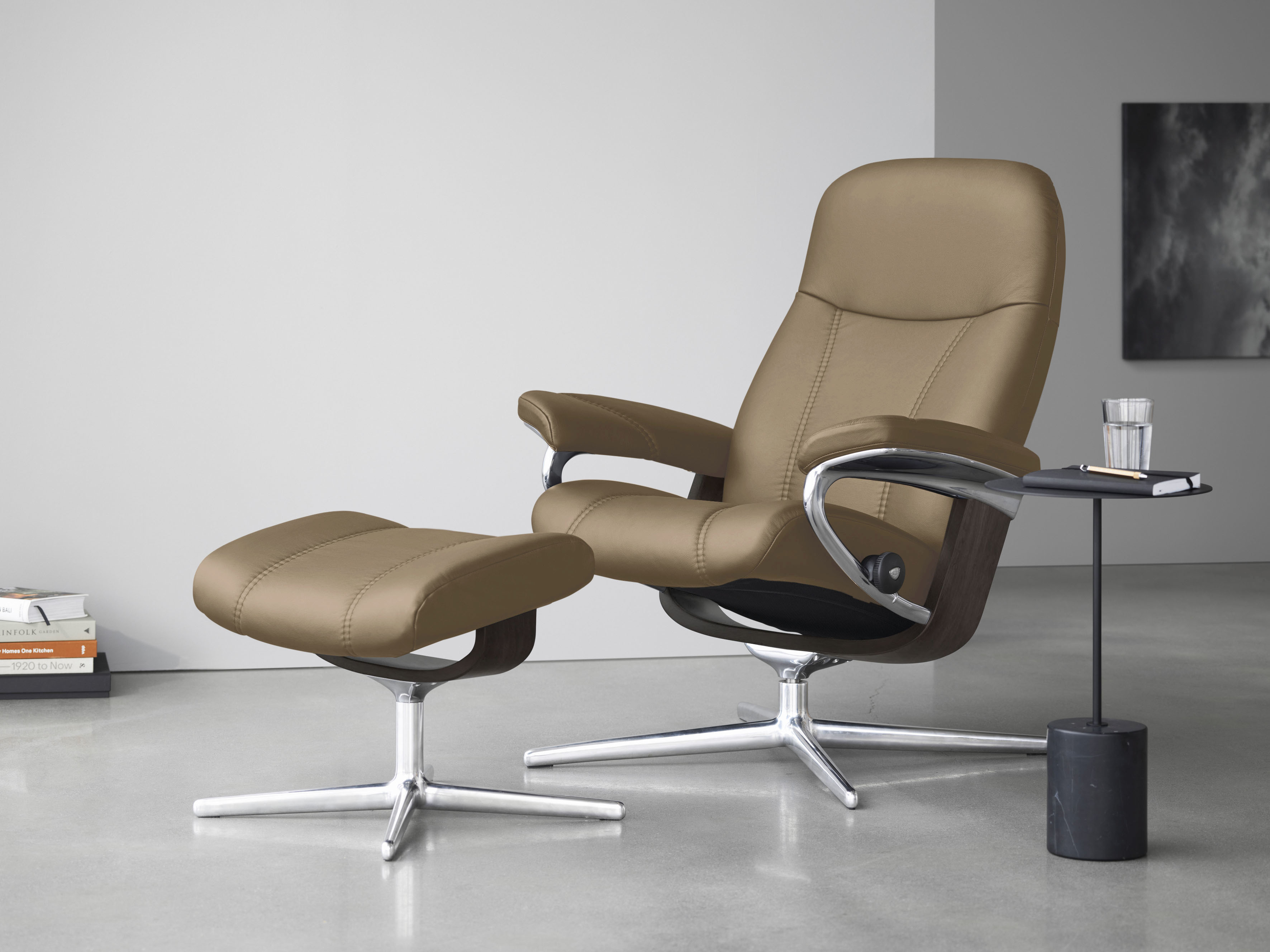 Stressless Relaxsessel "Consul" mit Cross Base, Größe S, M & L, Holzakzent Wenge