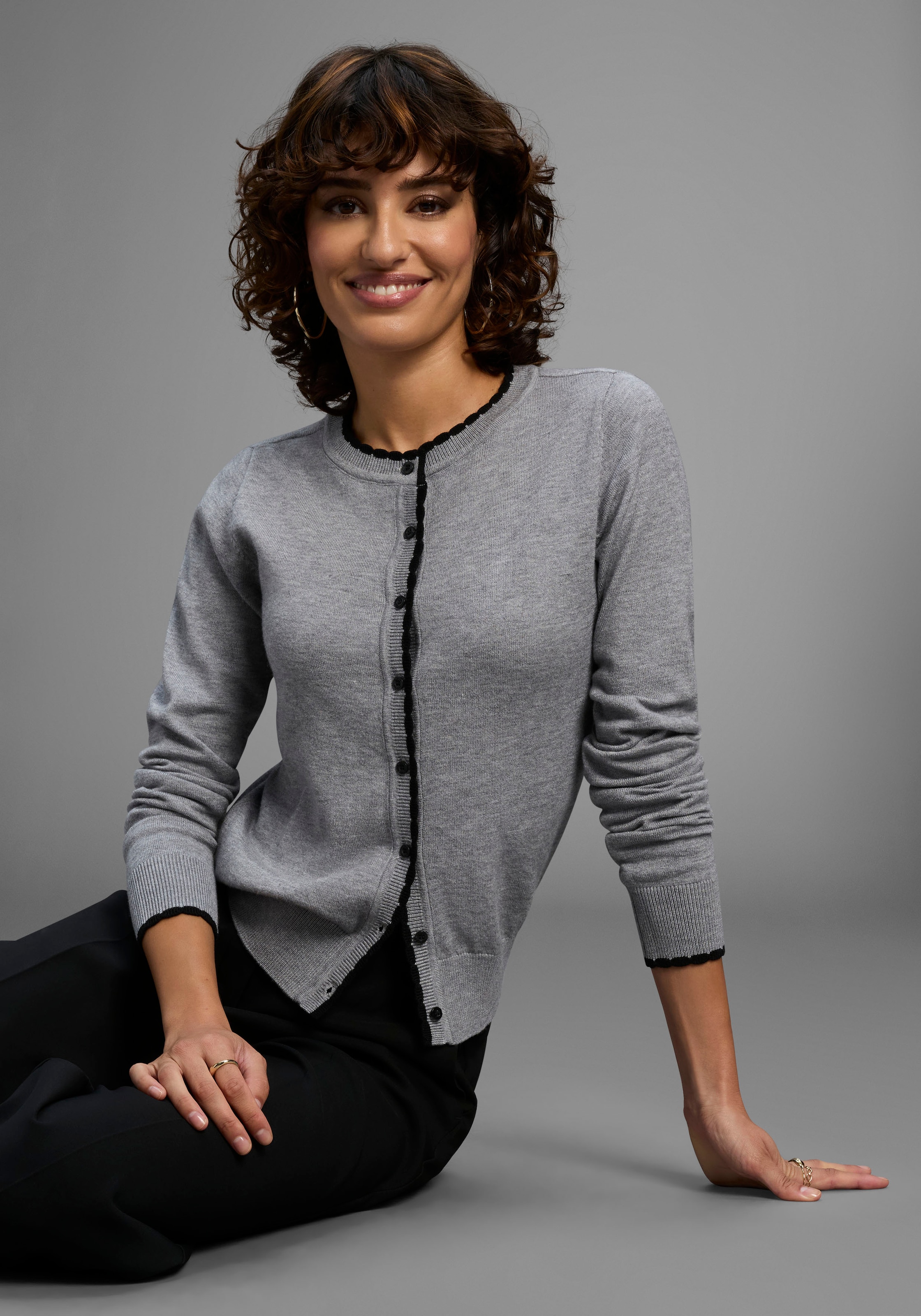 HECHTER PARIS Strickjacke, mit Wellenkante - NEUE KOLLEKTION