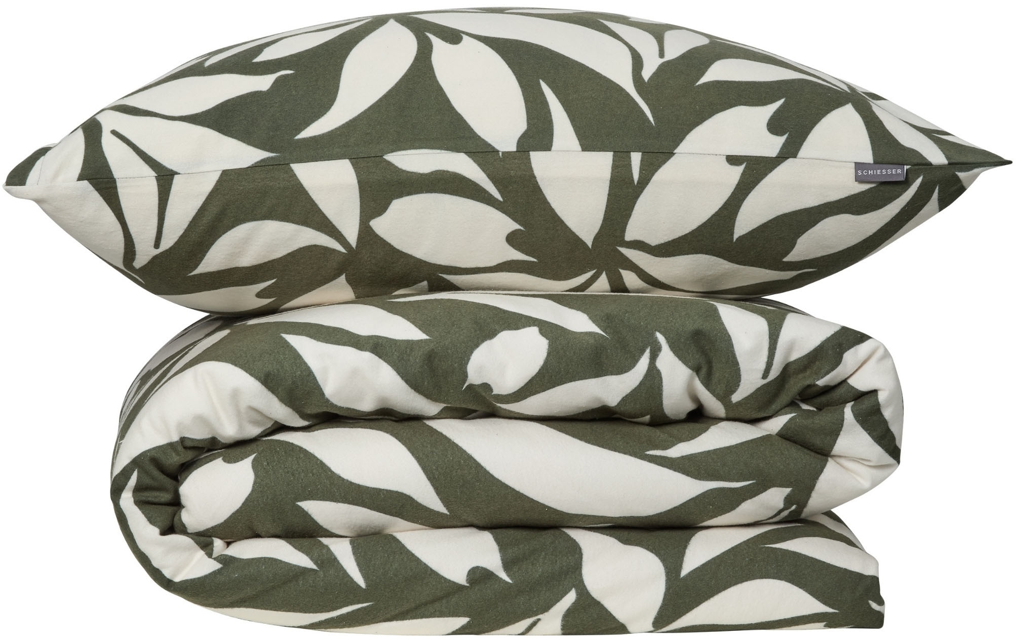 Schiesser Bettwäsche "Leaf aus weichem Baumwollflanell mit floralem Muster" günstig online kaufen