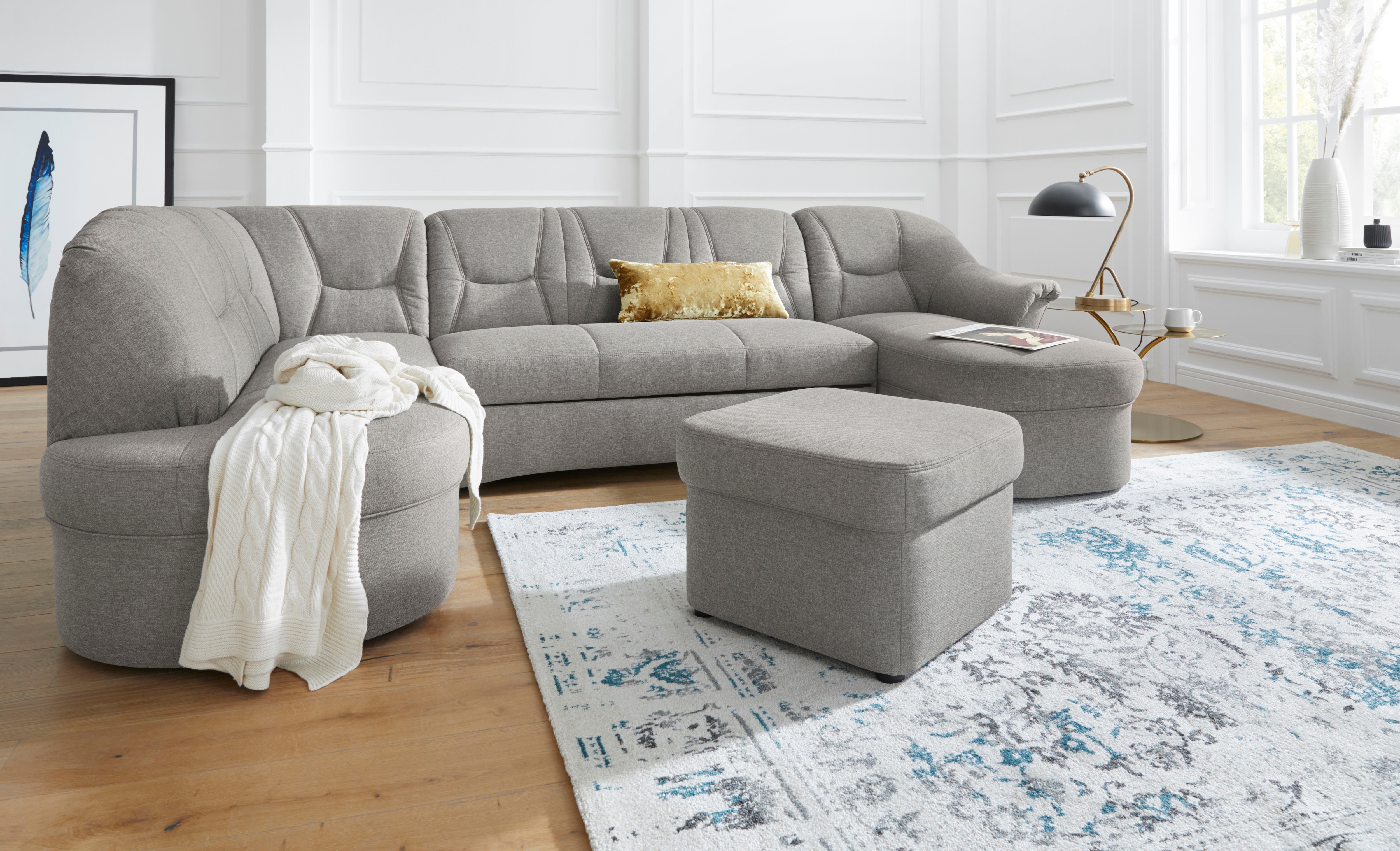 DOMO collection "SARAFINA 295x83x180 cm, auch mit Federkern für mehr Sitzkomfort" whlw. mit Bettfunktion, elegantes Design, U-Form