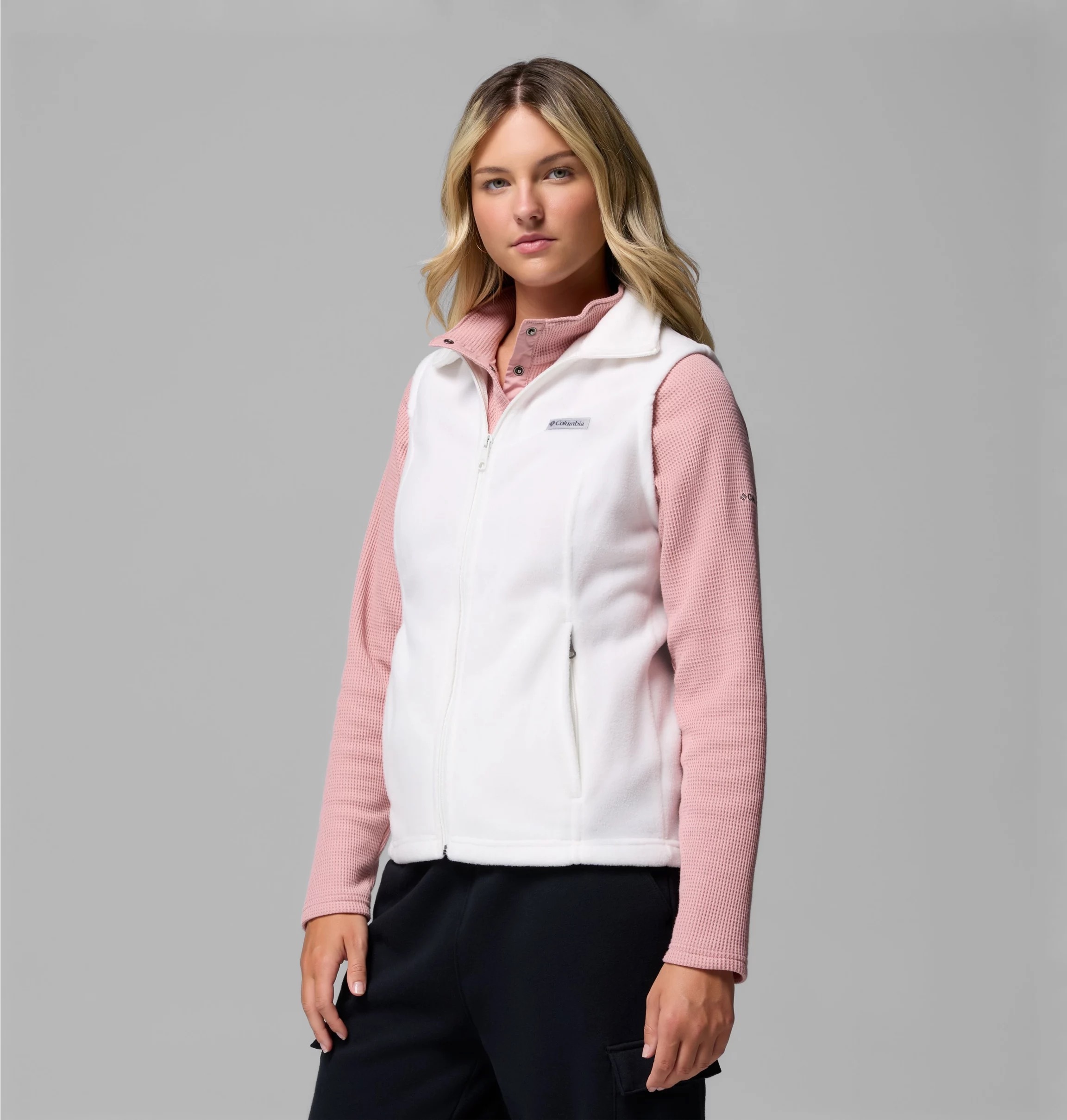 Fleeceweste COLUMBIA "Benton Springs Vest", Damen, Gr. L (42/44), sea salt, Obermaterial: 100% Polyester, Westen Fleeceweste, aus atmungsaktivem Material, schnell trocknend, sportlicher Stil
