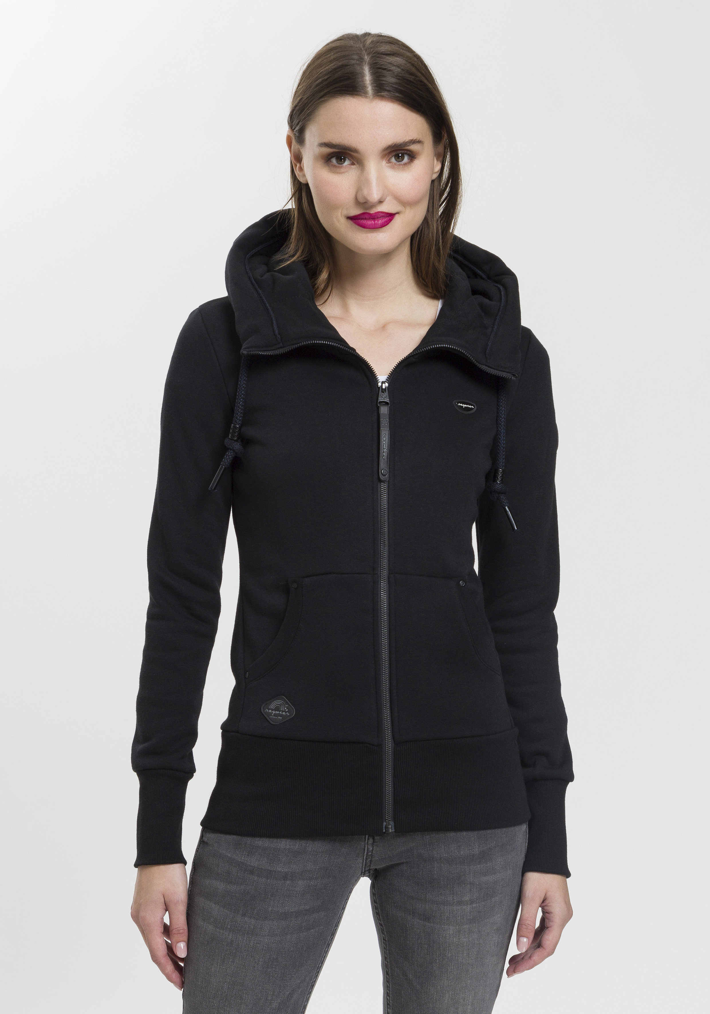 Ragwear Sweatjacke "NESKA ZIP O" figurbetont in melierter Optik und mit großer Kapuze