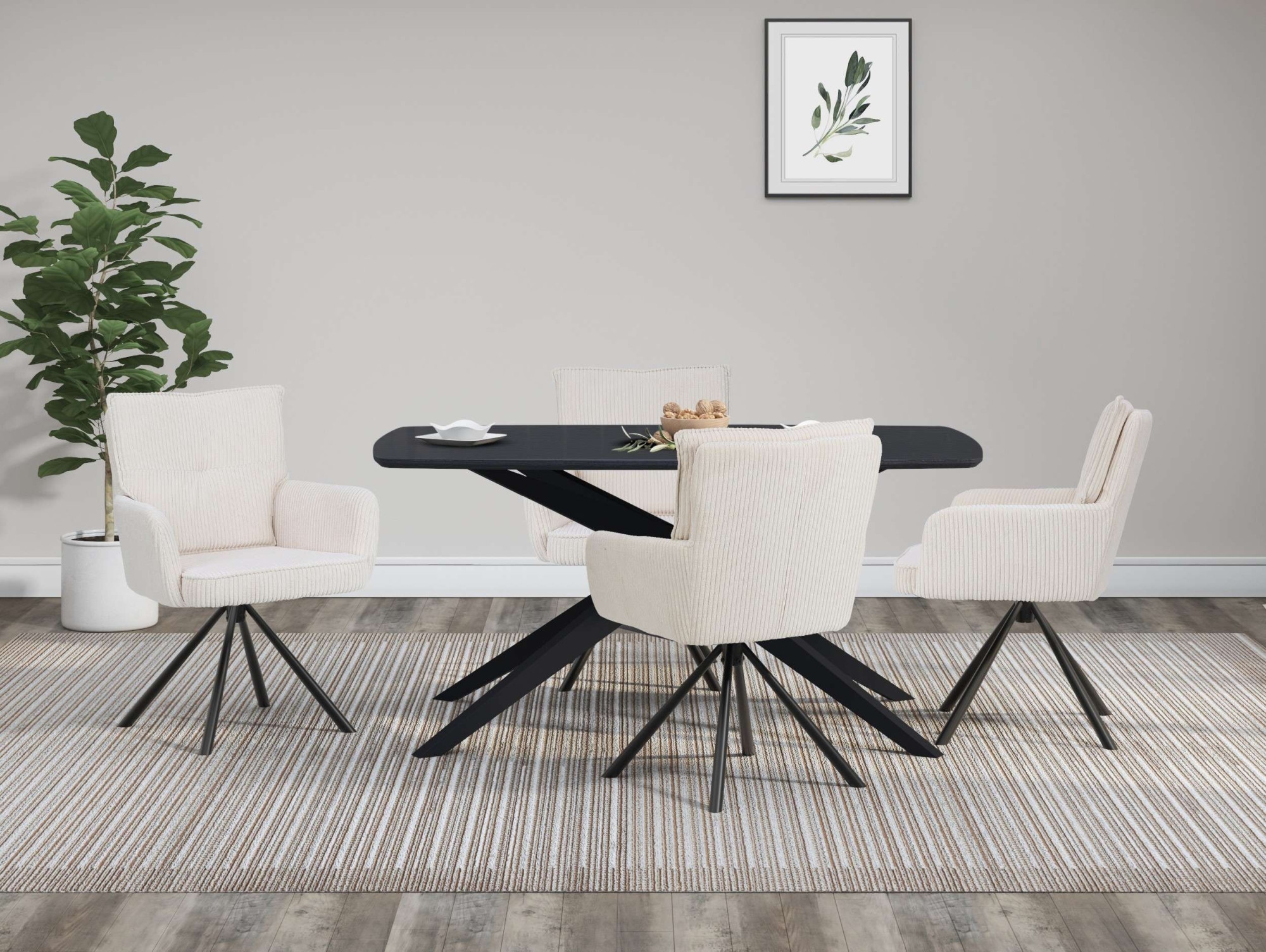 OTTO home Esstisch »Dakona« Tischplatte mit Holzstruktur, schwarze Metallbeine, Höhe 76 cm