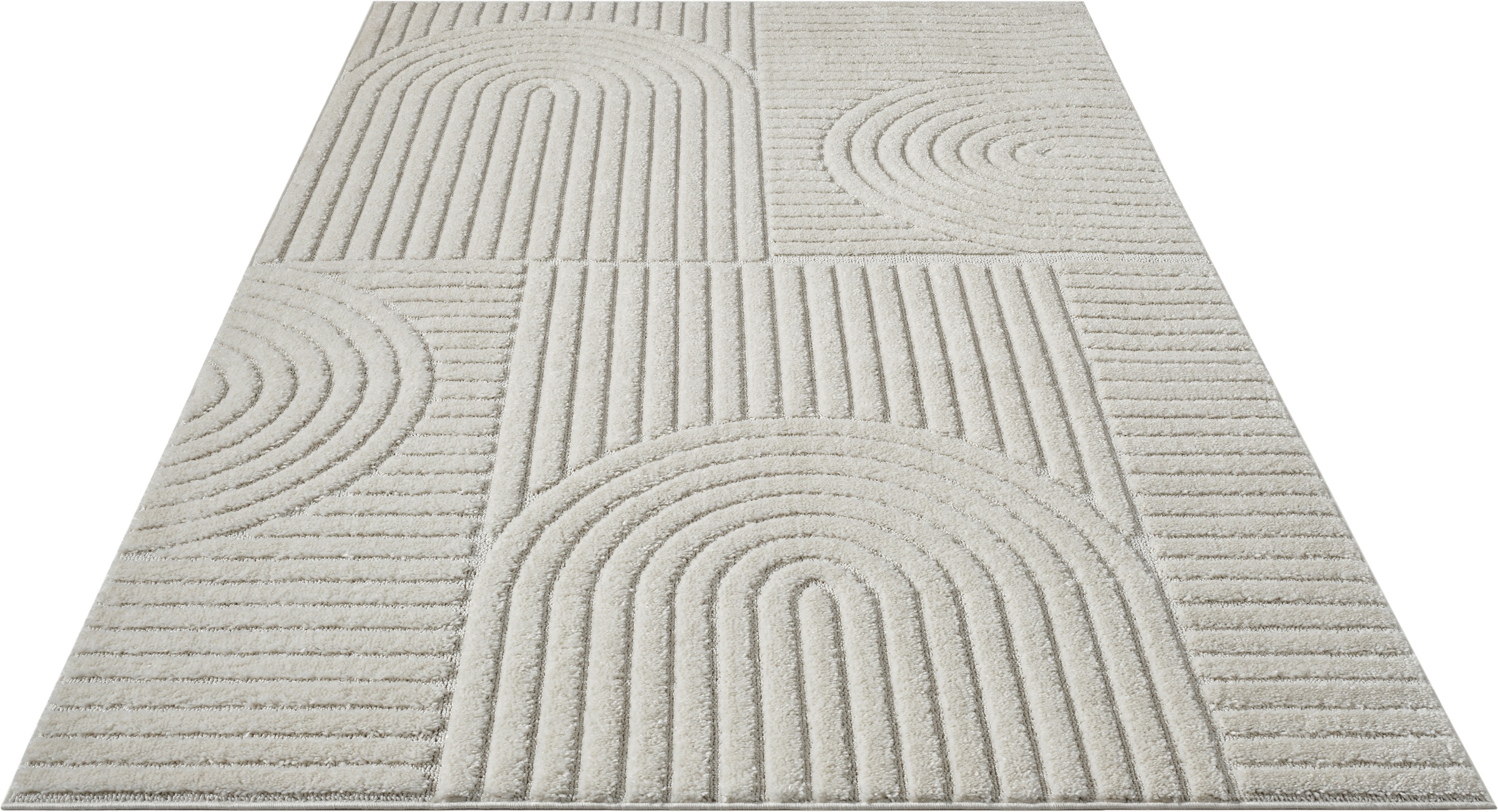 OTTO home Teppich »Jonne, Boho-Design, Scandi, Designteppich« rechteckig 20 mm Höhe Hoch-Tief, 3D Optik, skandinavischer Stil, Wohnzimmer, Schlafzimmer