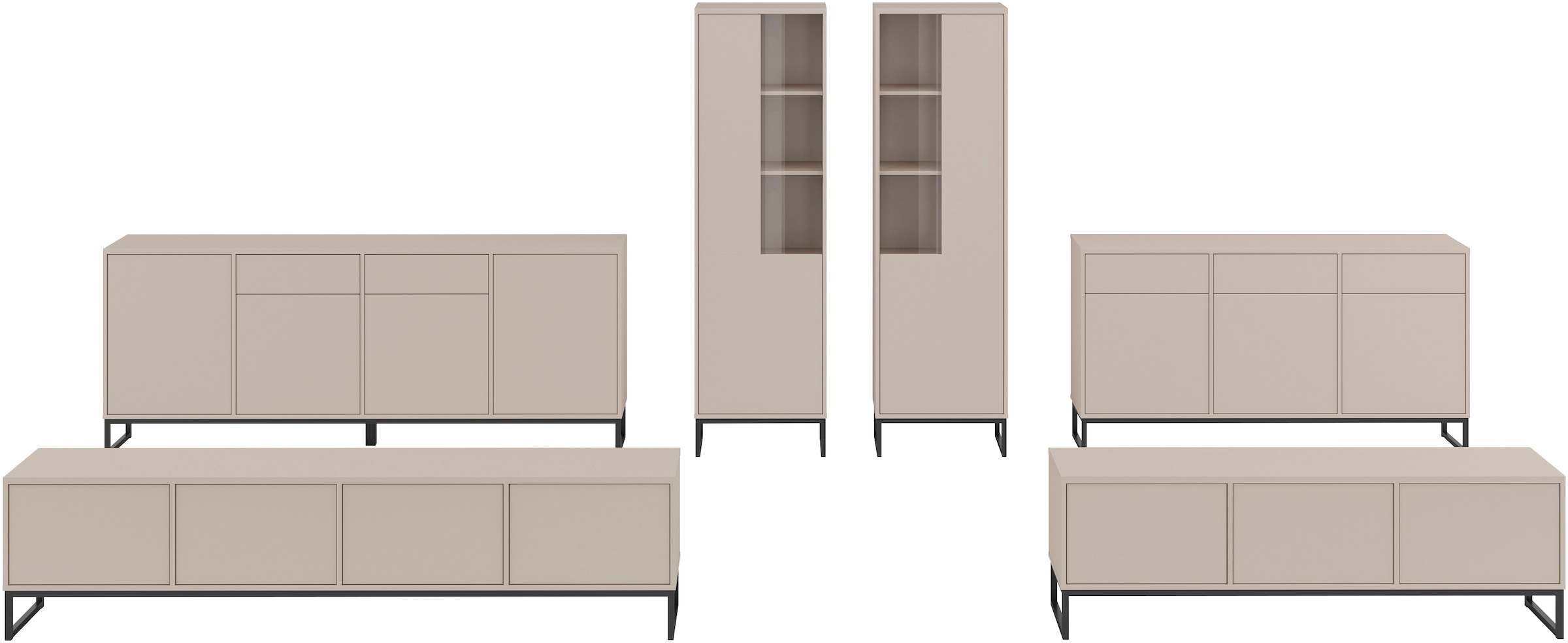 Home affaire Sideboard »Alto, Breite 157 cm, grifflose Kommode 3 Türen/3 Schubkästen.« Schubladenschrank mit viel Stauraum, Einlegeböden verstellbar
