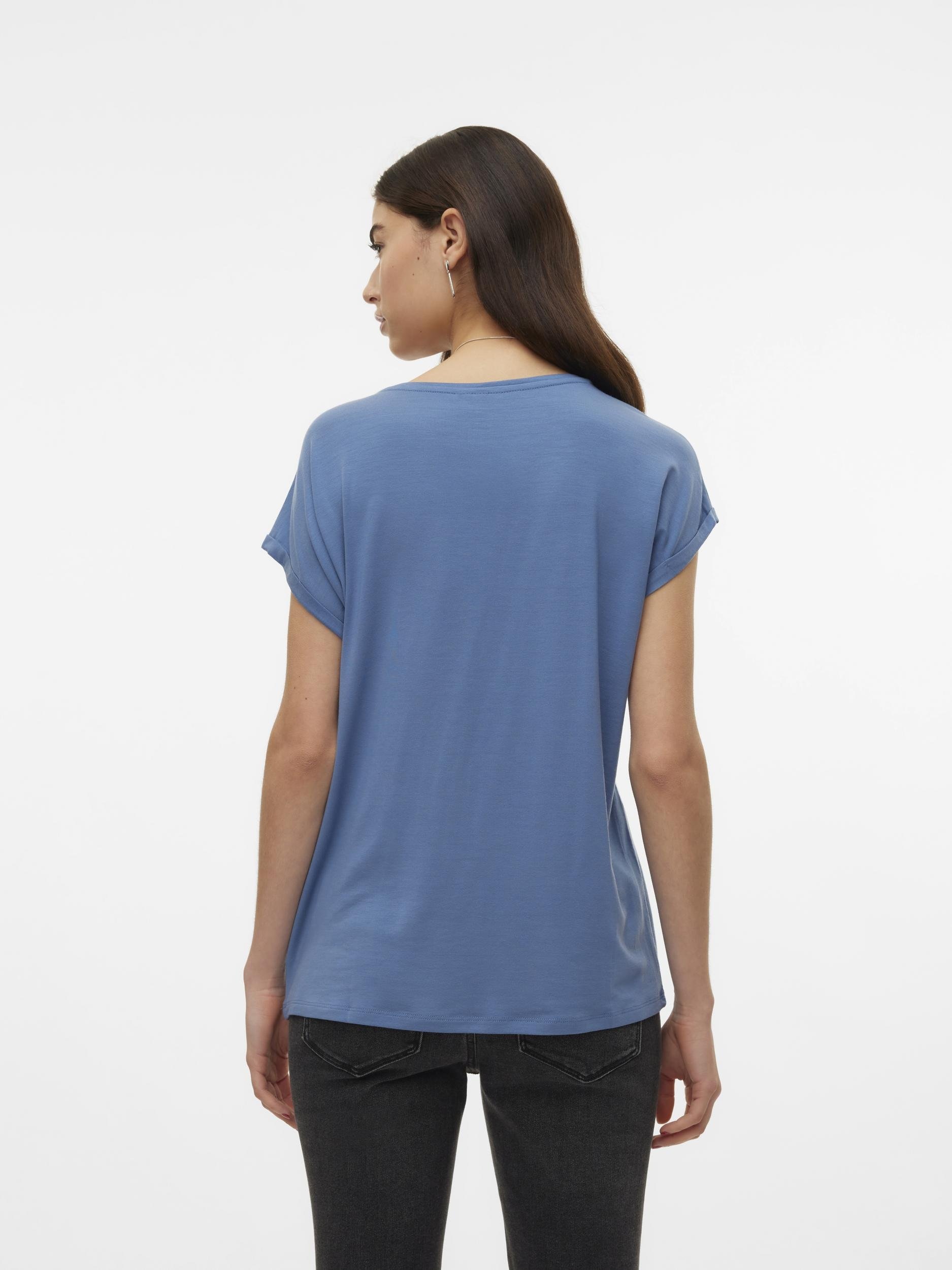 Vero Moda Rundhalsshirt "VMAVA PLAIN SS TOP GAJRS NOOS" Materialmix, regula günstig online kaufen